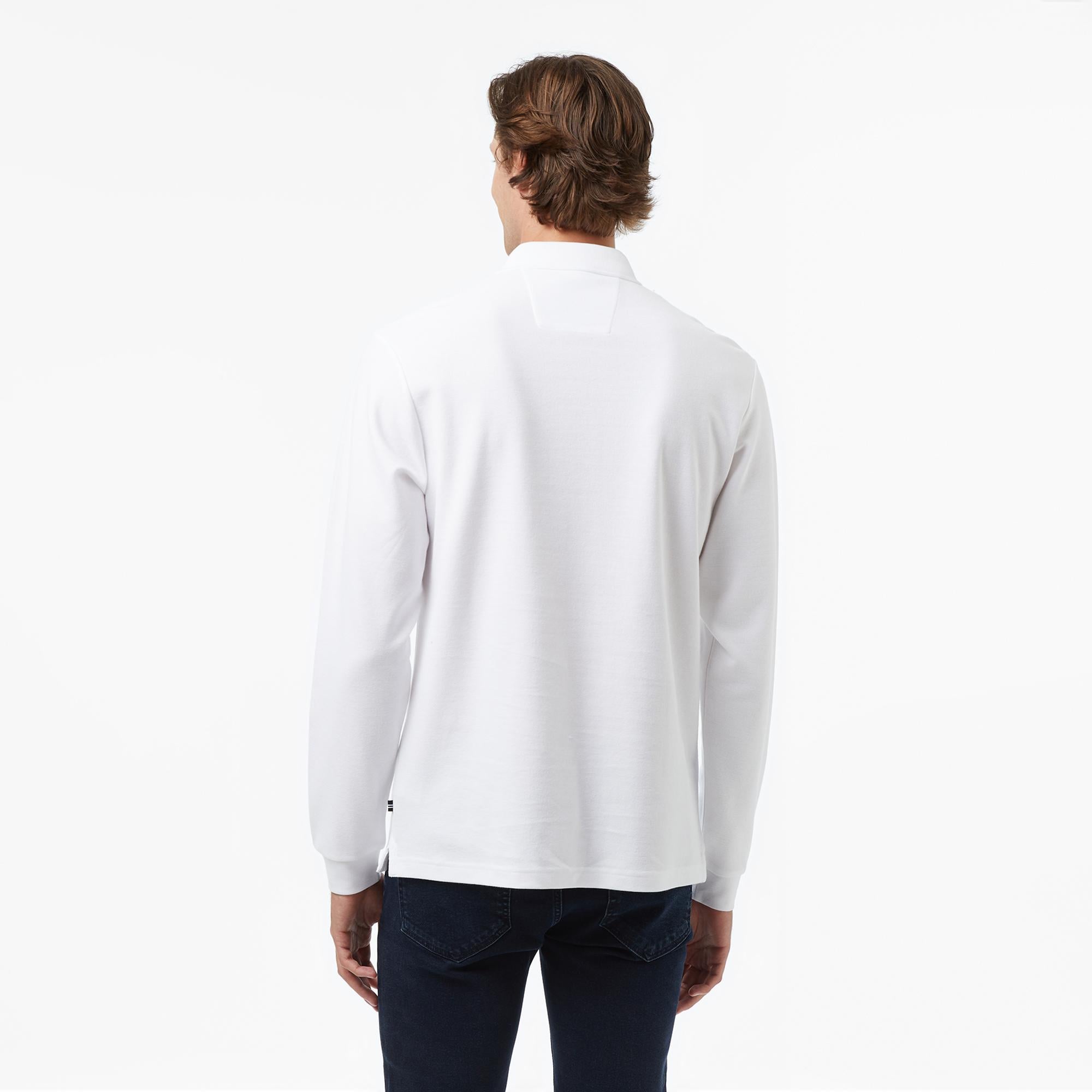 Nautica Erkek Beyaz Classic Fit Uzun Kollu Polo Yaka T-Shirt