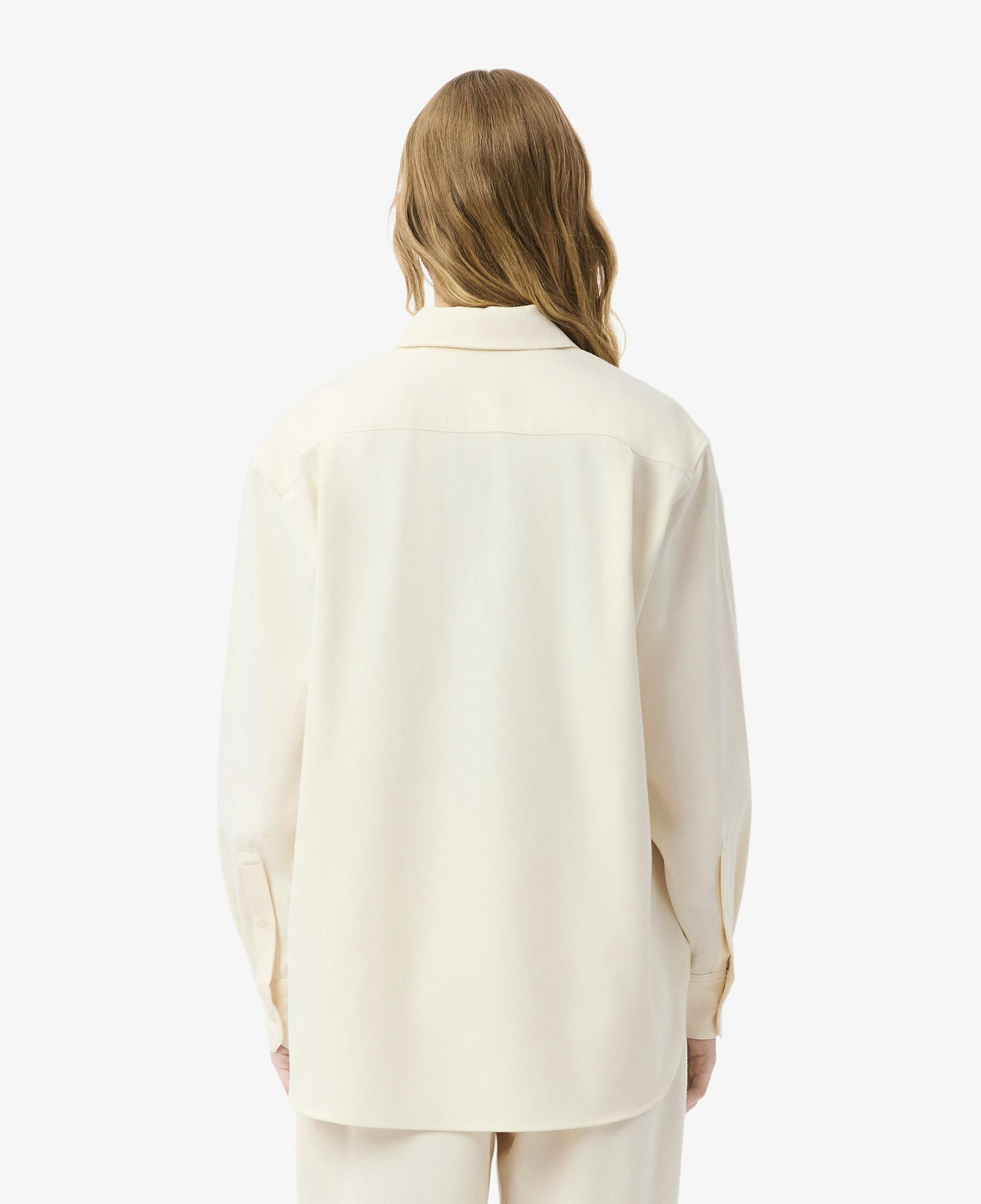 Kadın Oversize Fit Polo Yaka Krem Bluz
