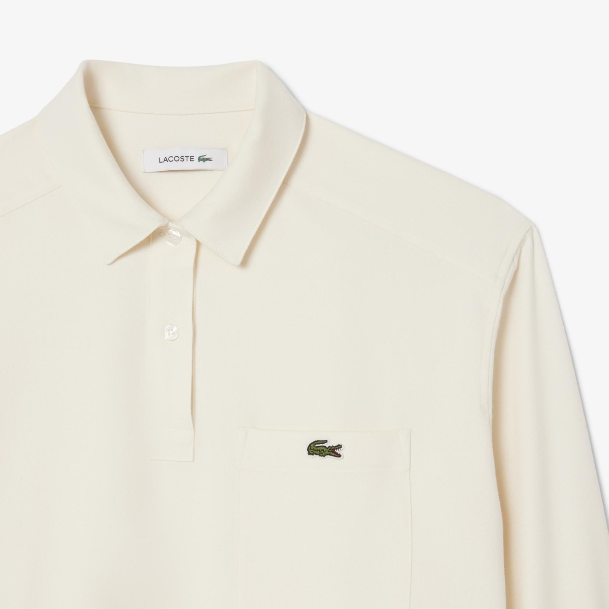 Kadın Oversize Fit Polo Yaka Krem Bluz