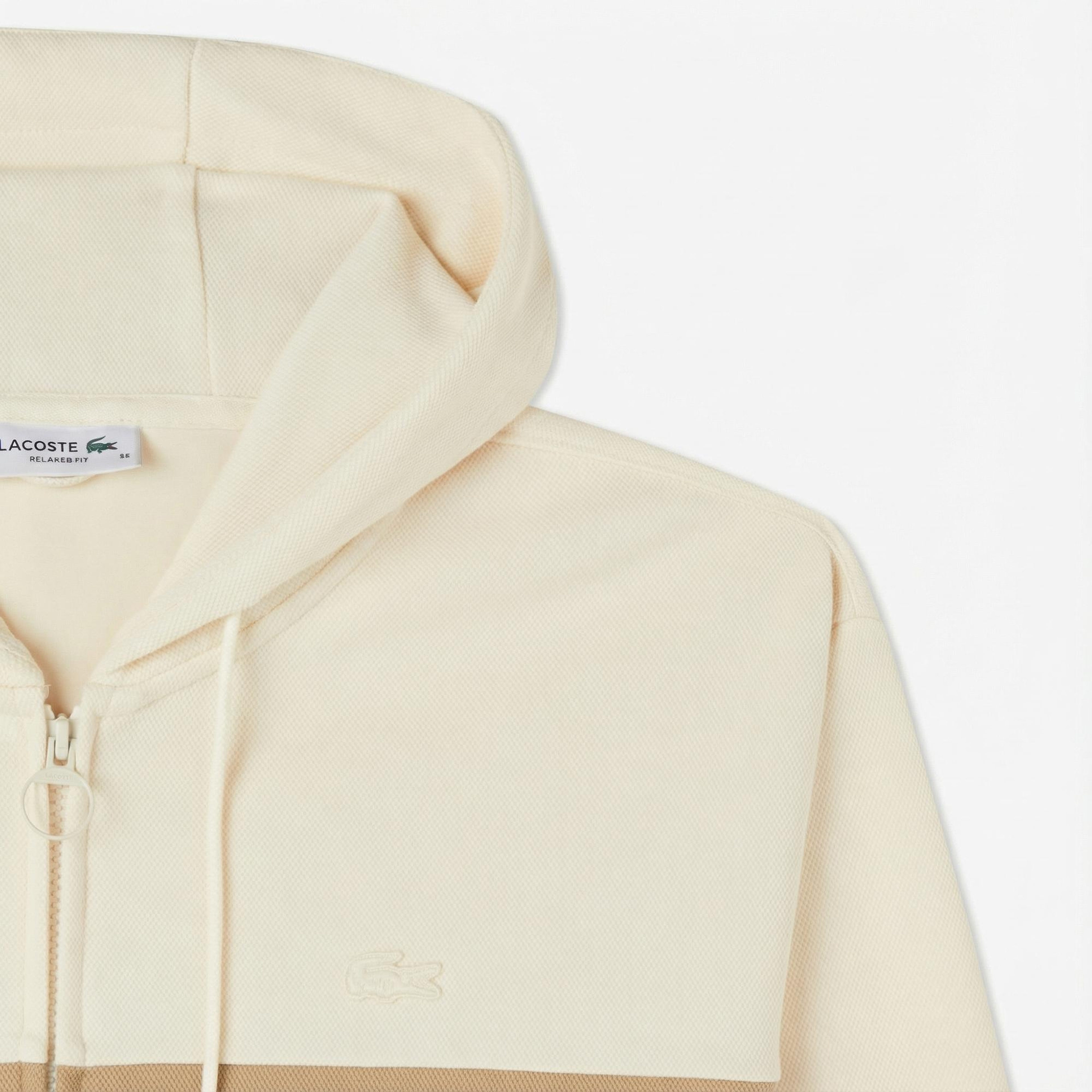 Kadın Relaxed Fit Kapüşonlu Renk Bloklu Krem Sweatshirt