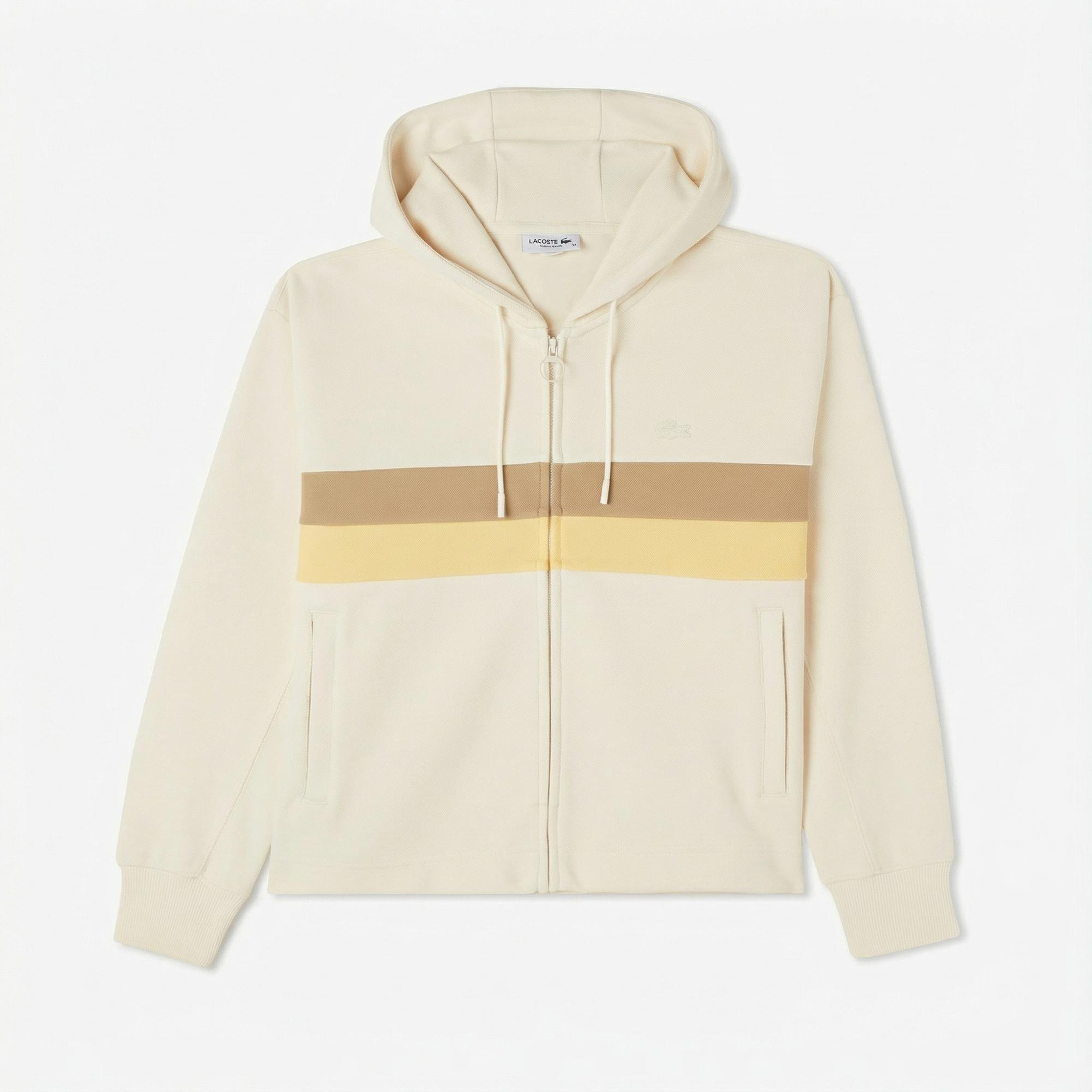 Kadın Relaxed Fit Kapüşonlu Renk Bloklu Krem Sweatshirt