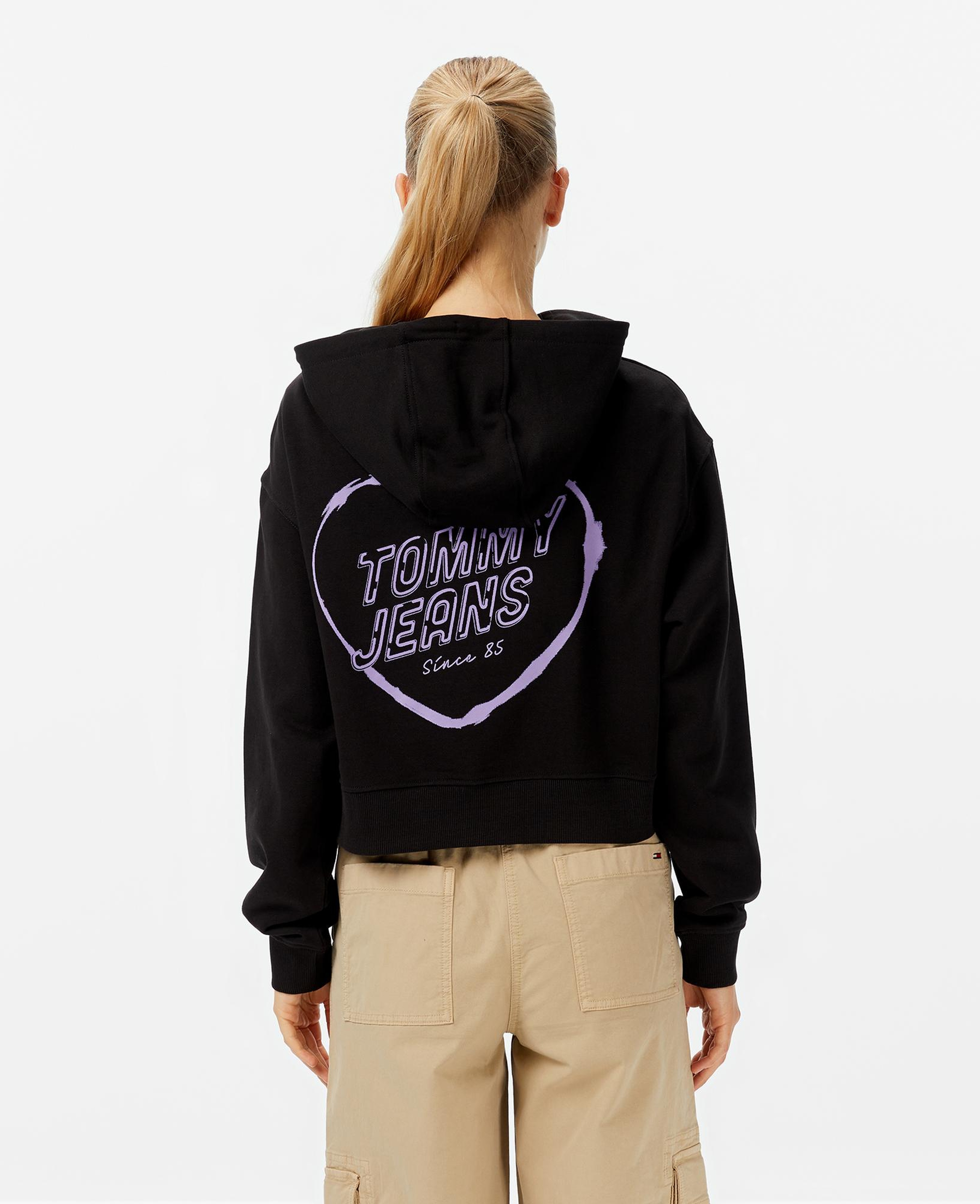 Tommy Jeans Crop Heart Slim Kadın Siyah Sweatshirt