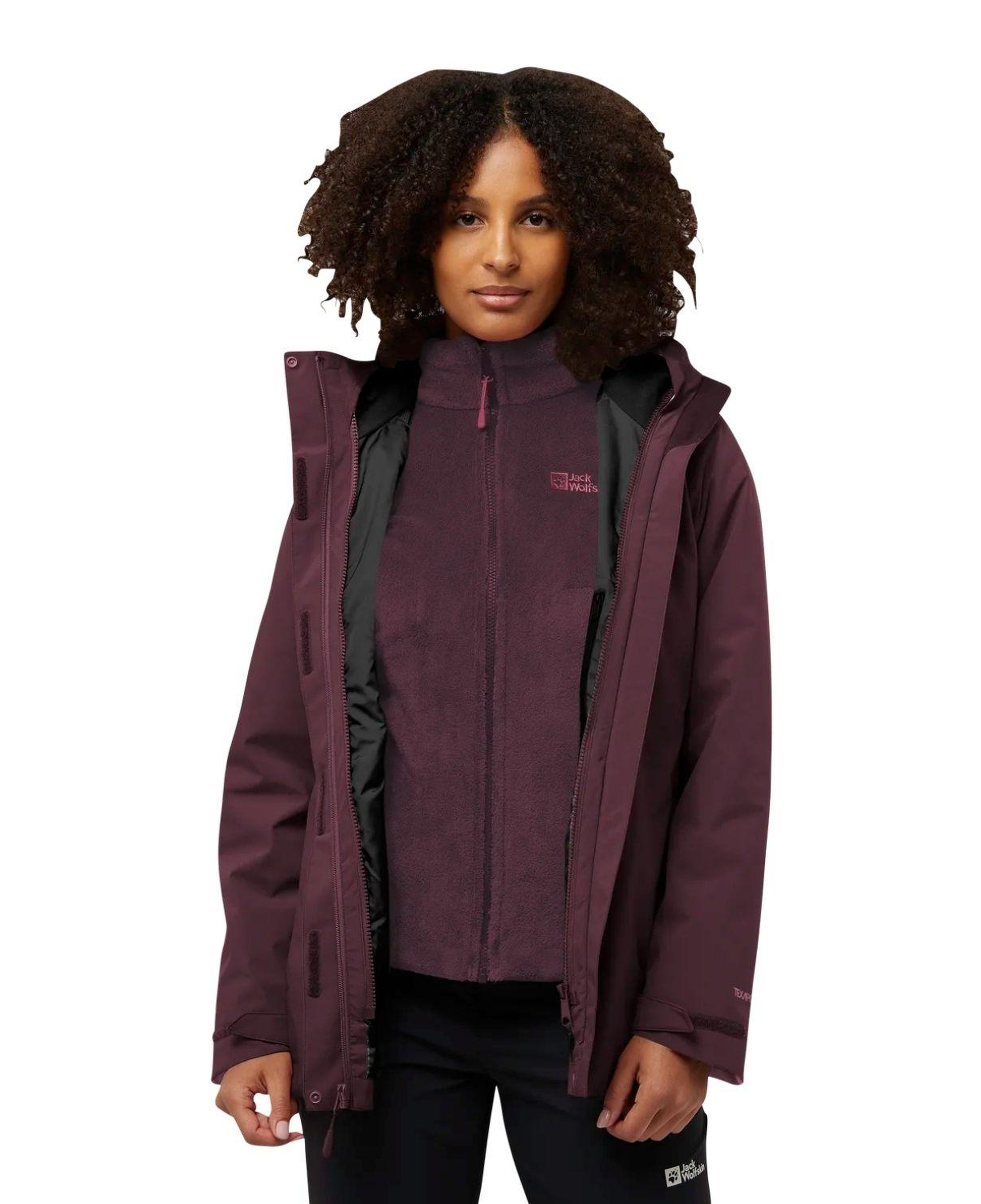 Jack Wolfskin Rotwand 3in1 Kadın Mor Outdoor Ceketi