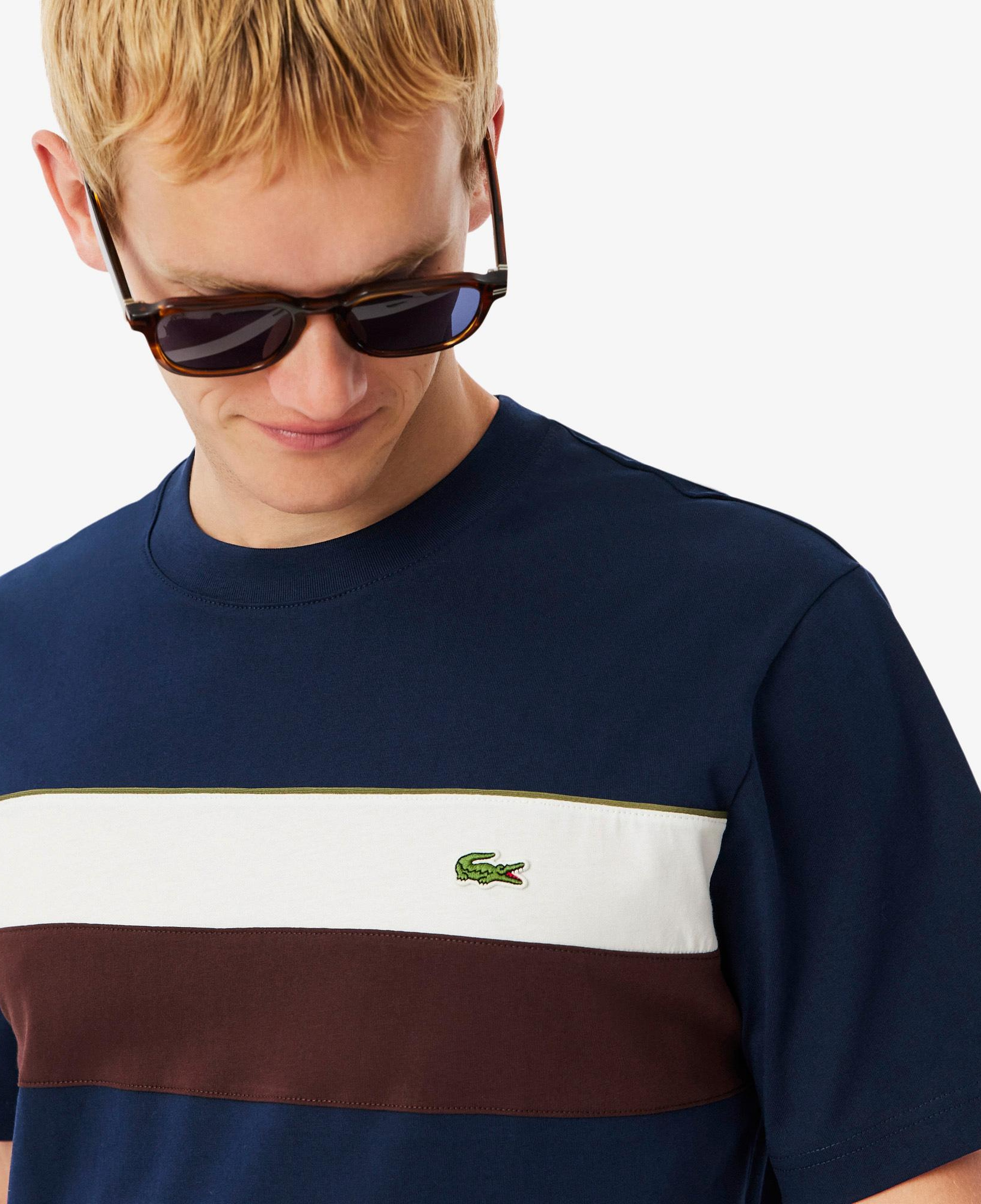 Lacoste Classic Fit Bisiklet Yaka Renk Bloklu Erkek Lacivert T-Shirt