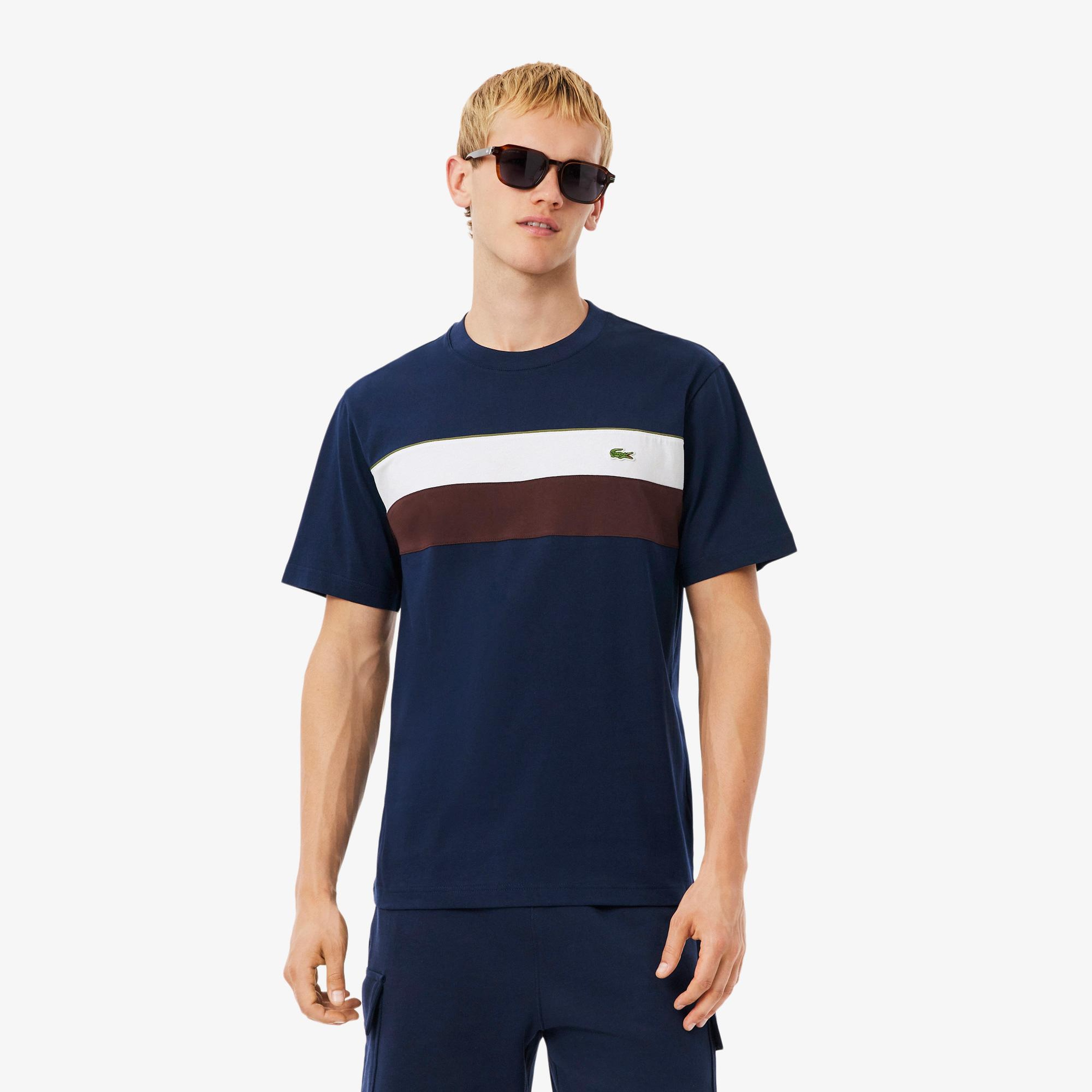 Lacoste Classic Fit Bisiklet Yaka Renk Bloklu Erkek Lacivert T-Shirt