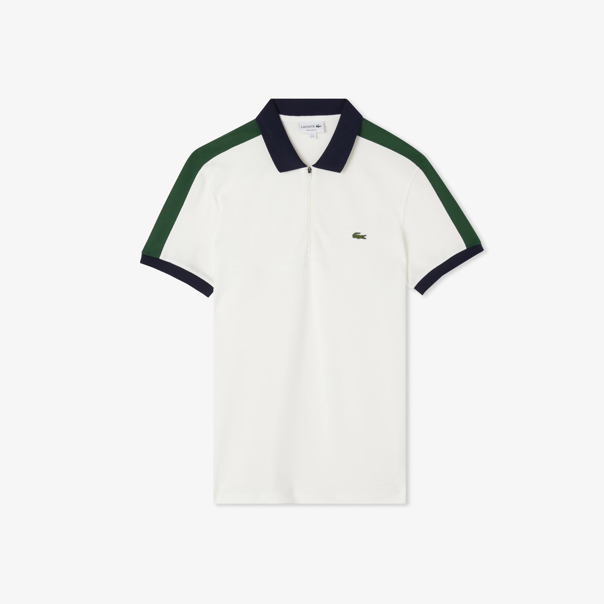 Erkek Regular Fit Renk Bloklu Beyaz Polo