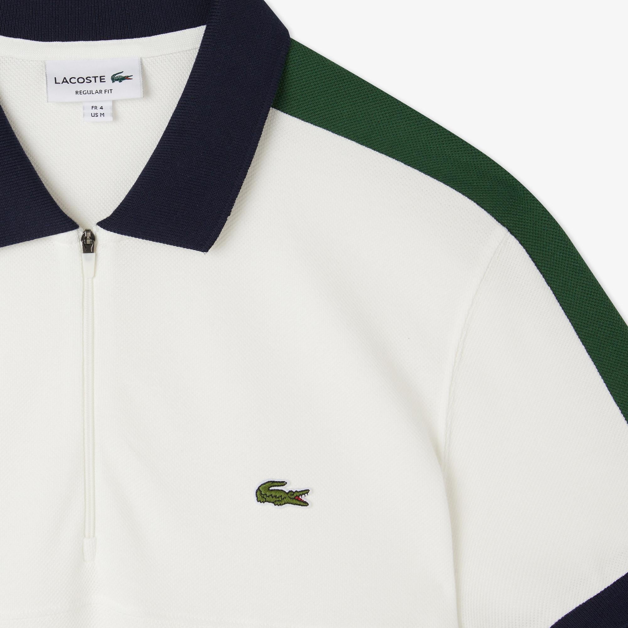 Erkek Regular Fit Renk Bloklu Beyaz Polo