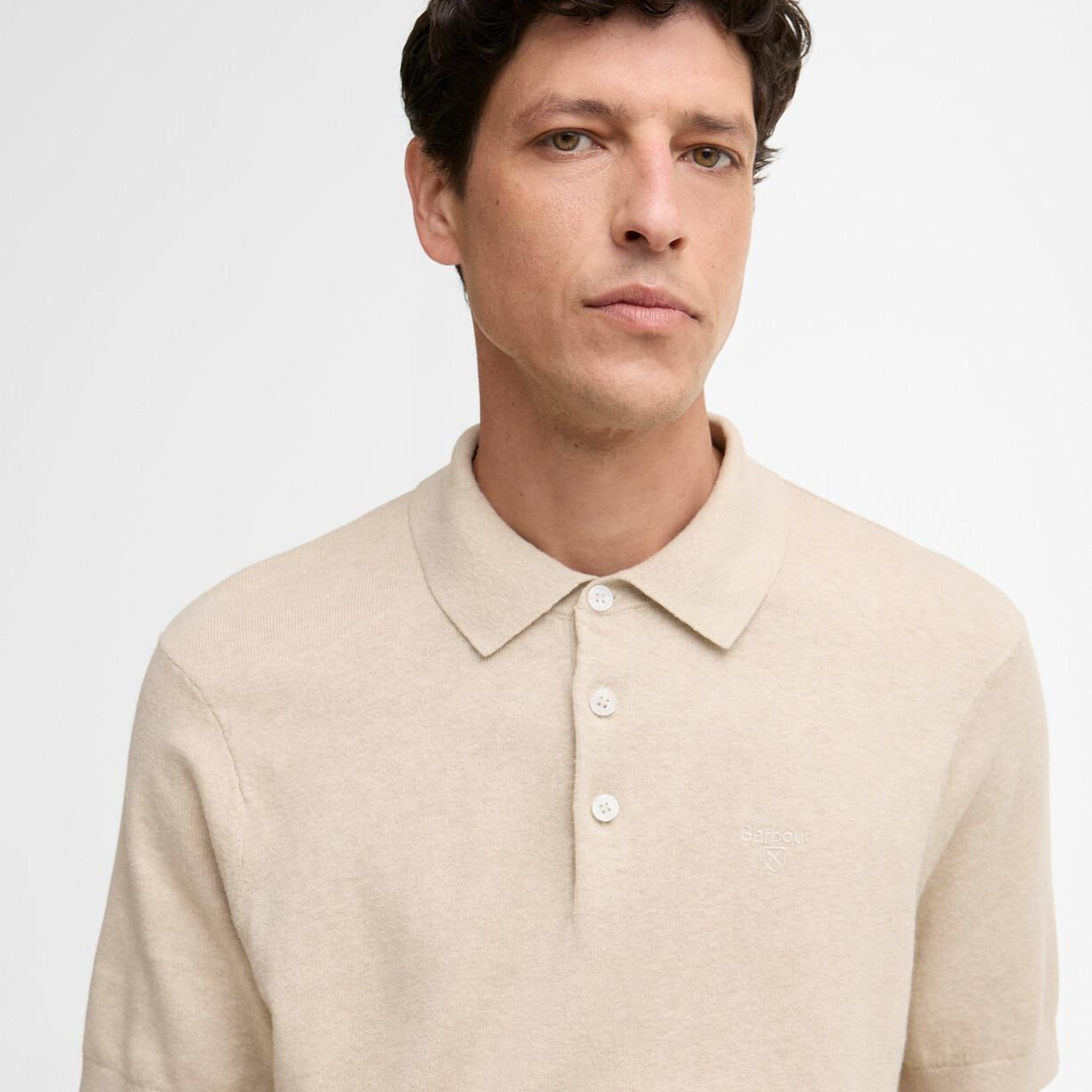 Barbour Muston Linen Blend Knitted Polo Yaka