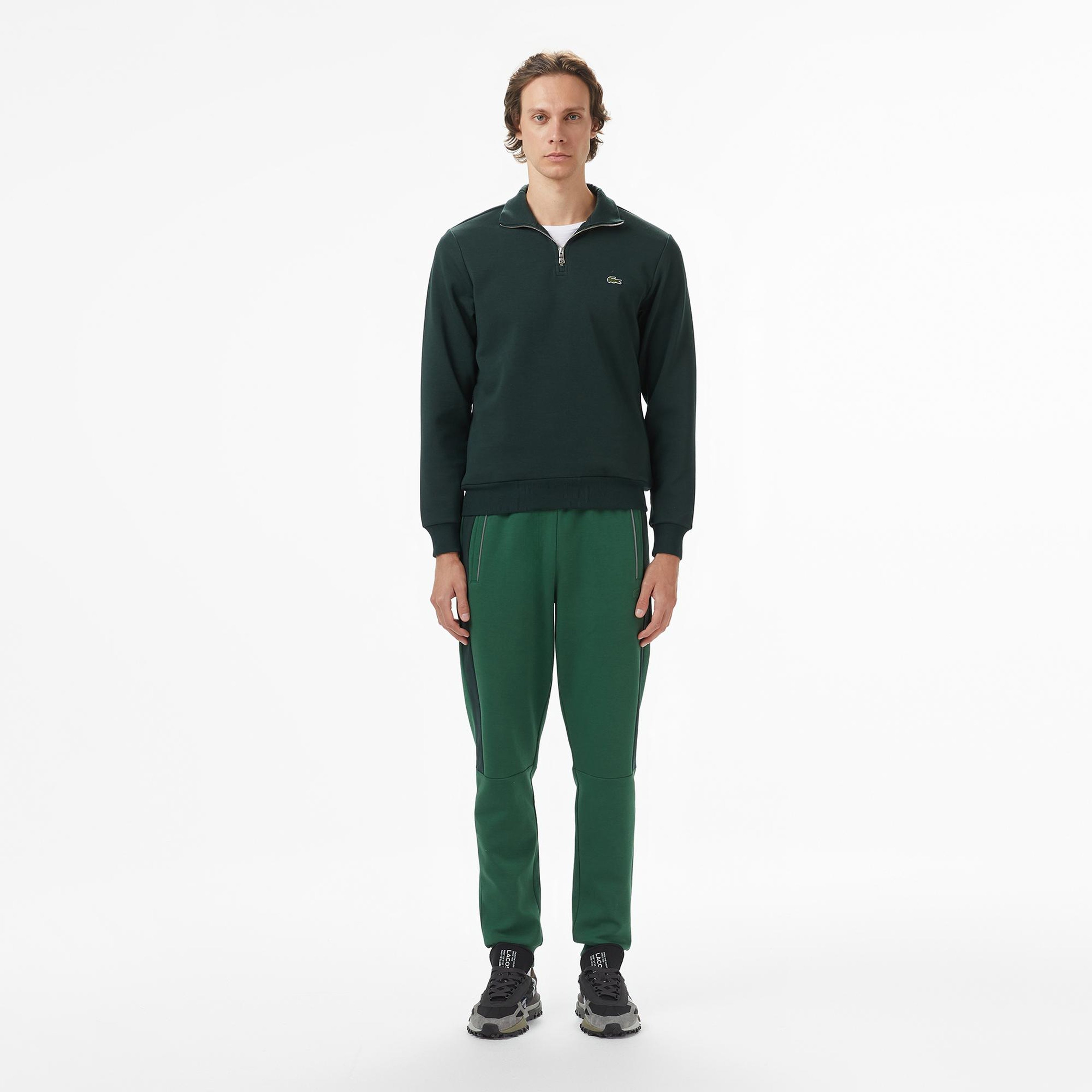 Lacoste Erkek Classic Fit Yarım Fermuarlı Yeşil Sweatshirt
