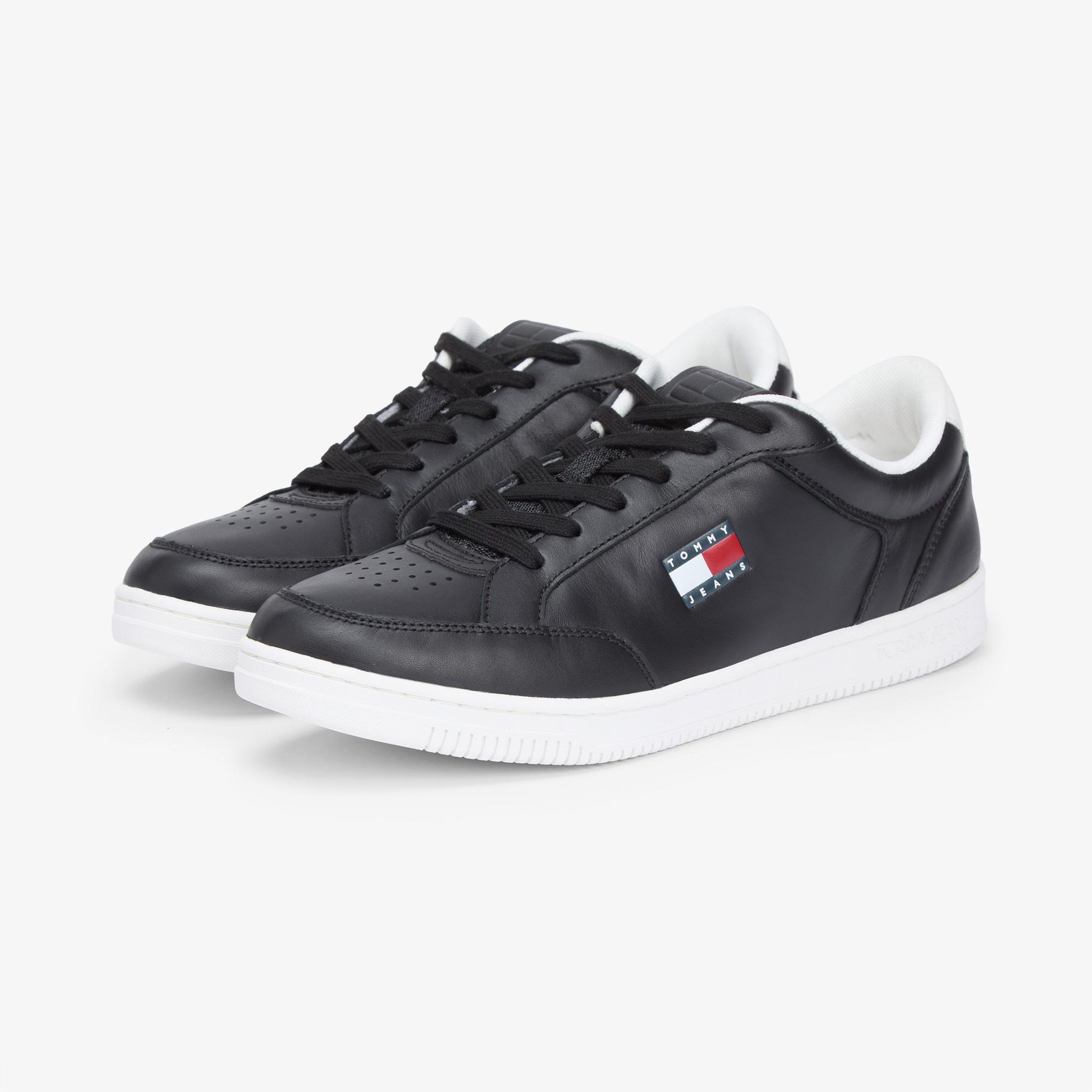Tommy Hilfiger Cupsole Deri Erkek Siyah Spor Ayakkabı