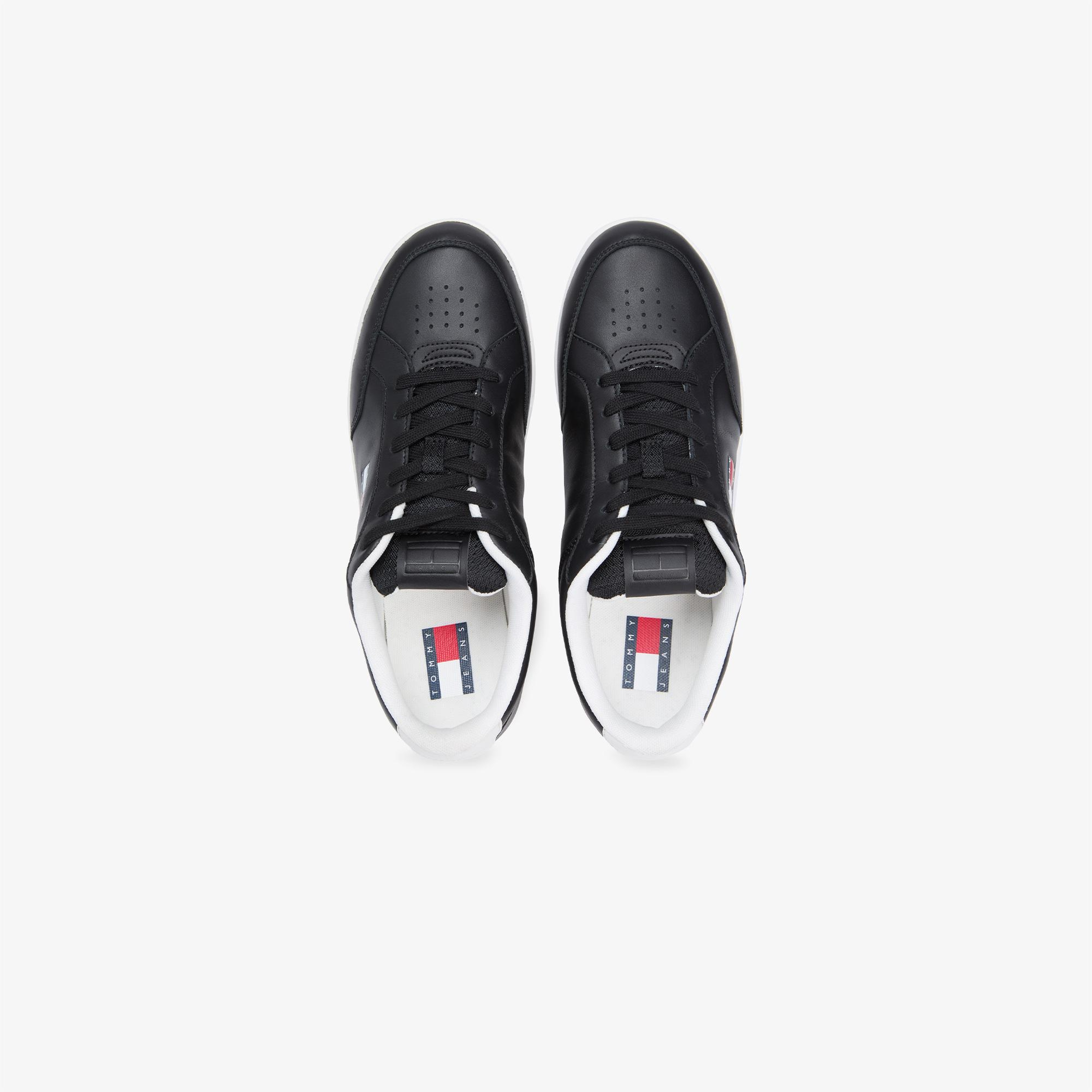 Tommy Hilfiger Cupsole Deri Erkek Siyah Spor Ayakkabı
