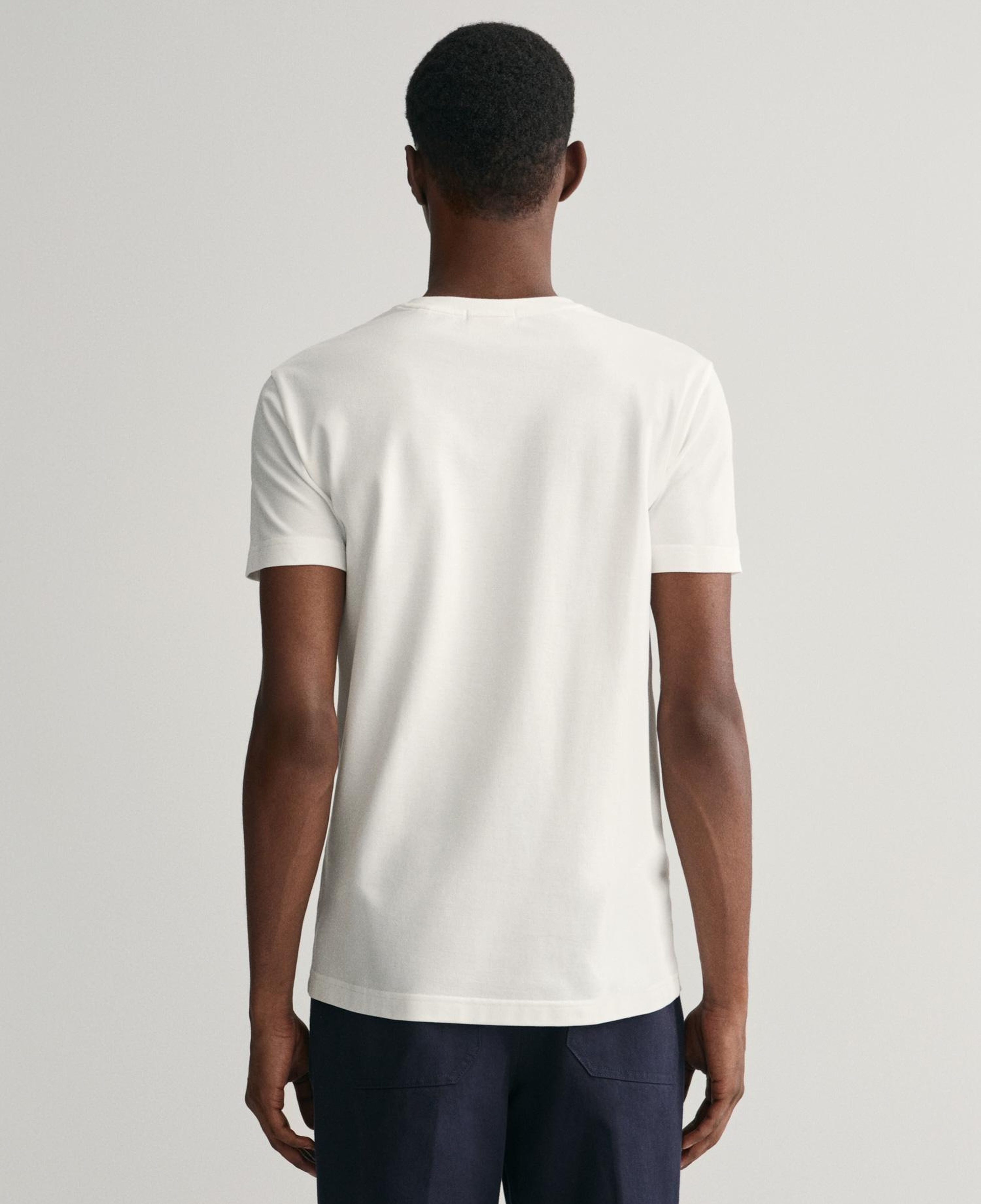 GANT Erkek Beyaz Slim Fit Bisiklet Yaka T-Shirt