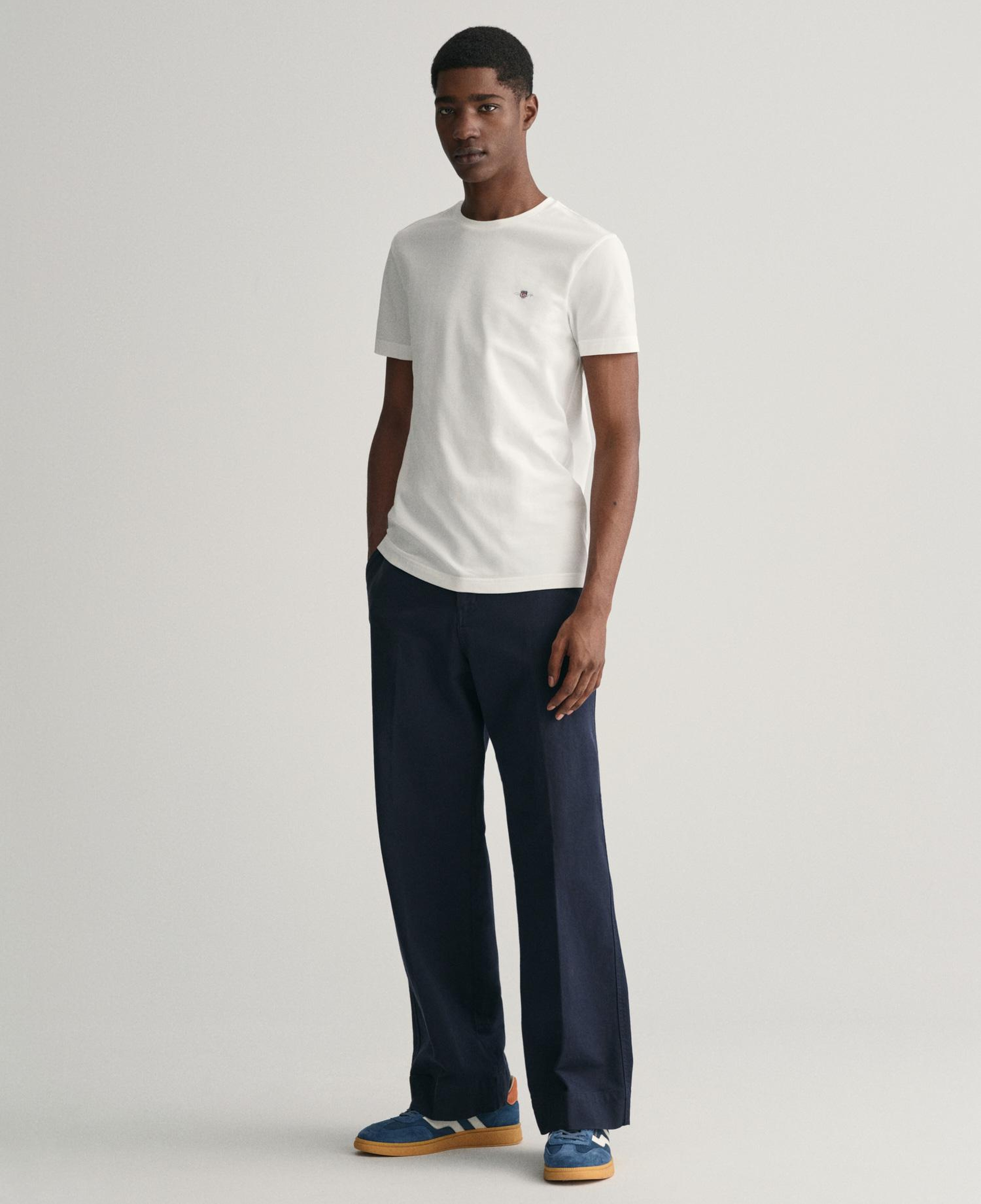 GANT Erkek Beyaz Slim Fit Bisiklet Yaka T-Shirt