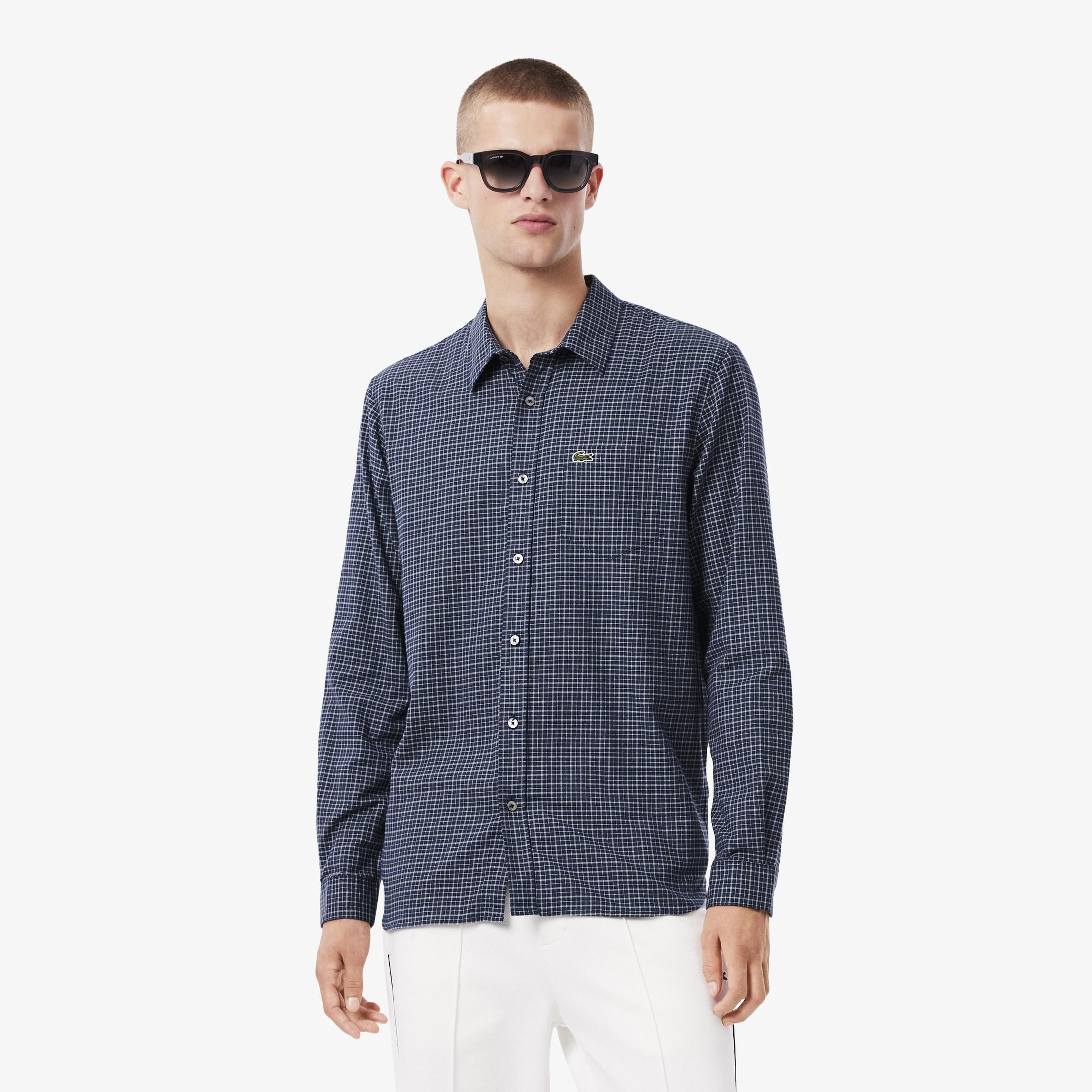 Lacoste Erkek Regular Fit Kareli Lacivert Gömlek