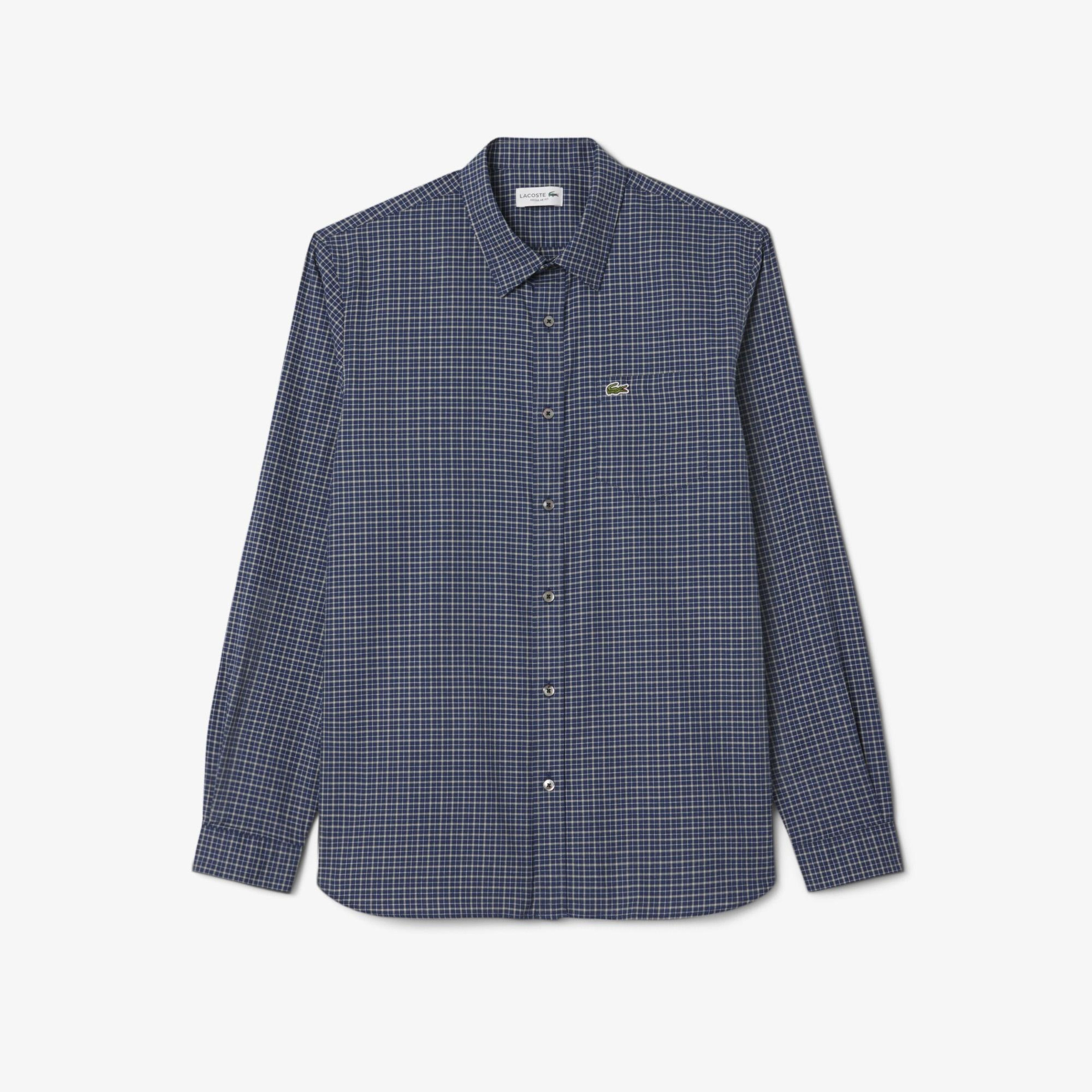 Lacoste Erkek Regular Fit Kareli Lacivert Gömlek