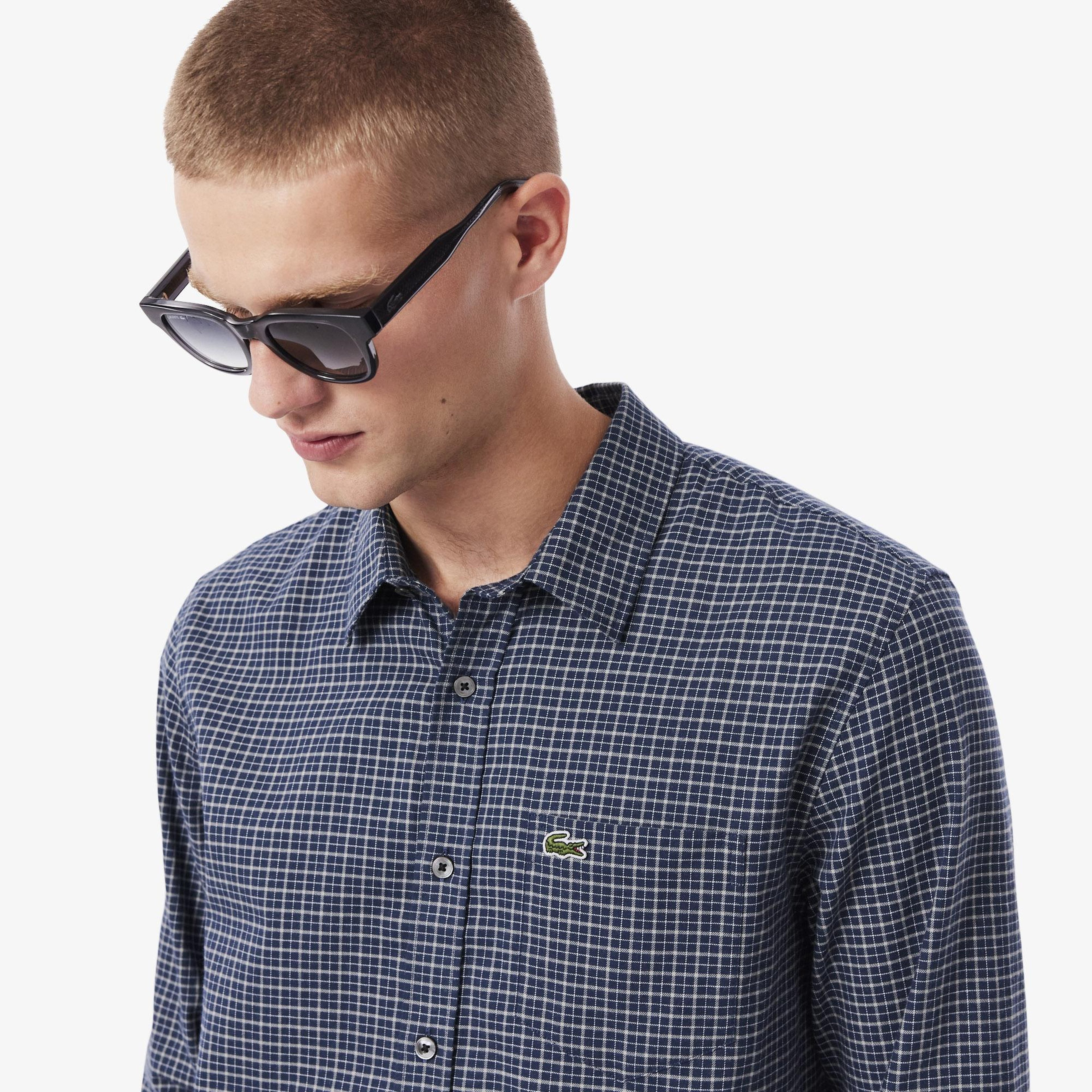 Lacoste Erkek Regular Fit Kareli Lacivert Gömlek