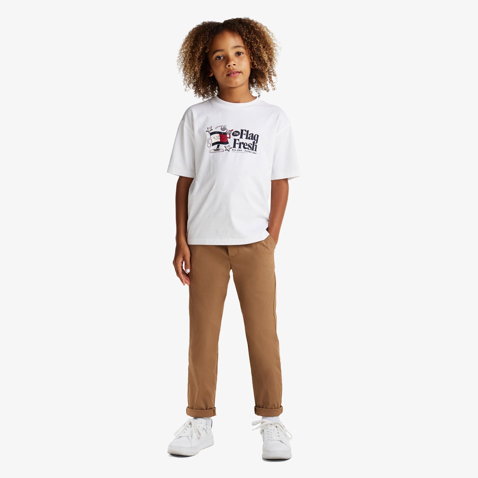 Tommy Jeans Flag Fresh Çocuk Beyaz T-Shirt