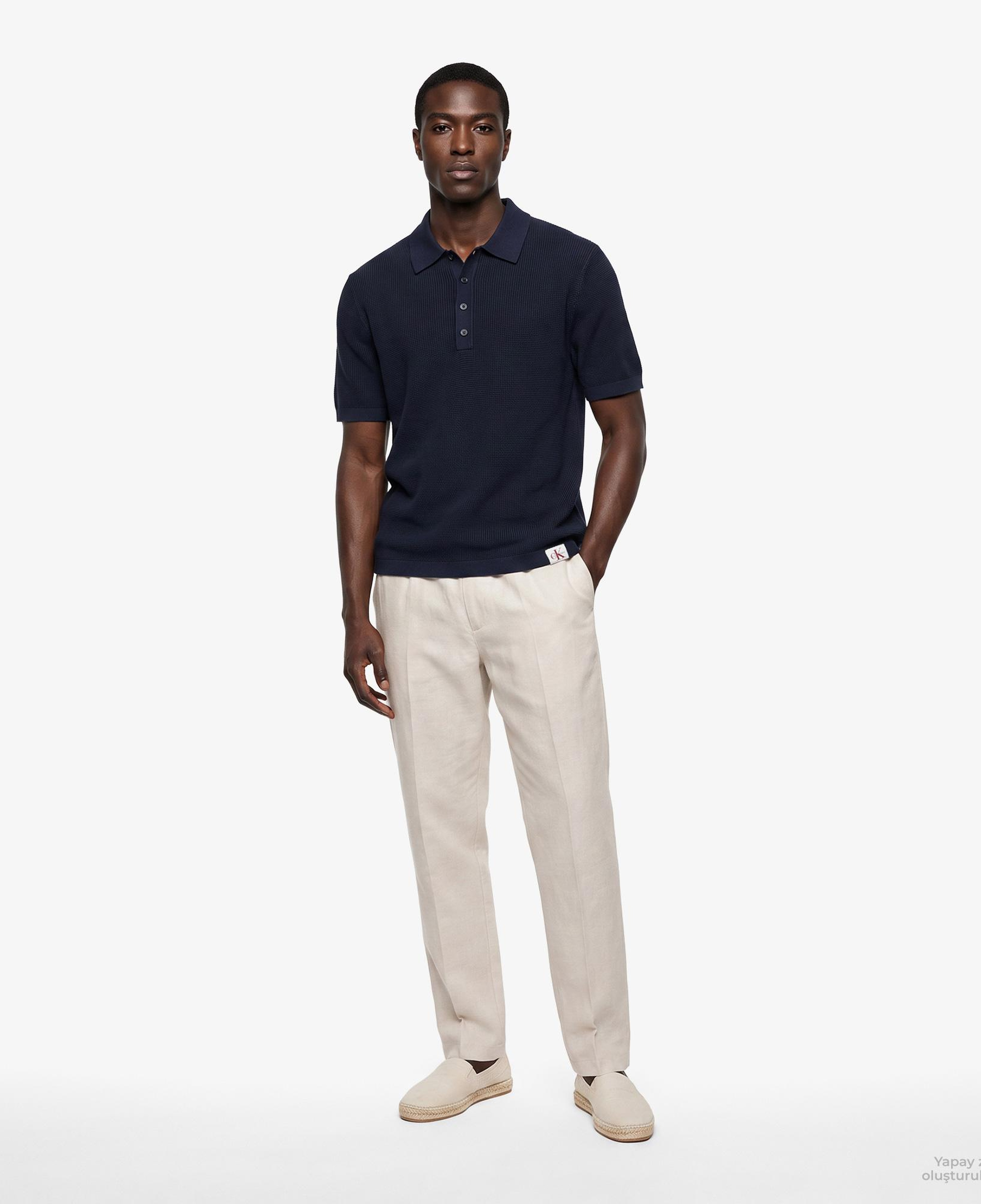 Calvin Klein Straight Pull On Erkek Bej Keten Pantolon