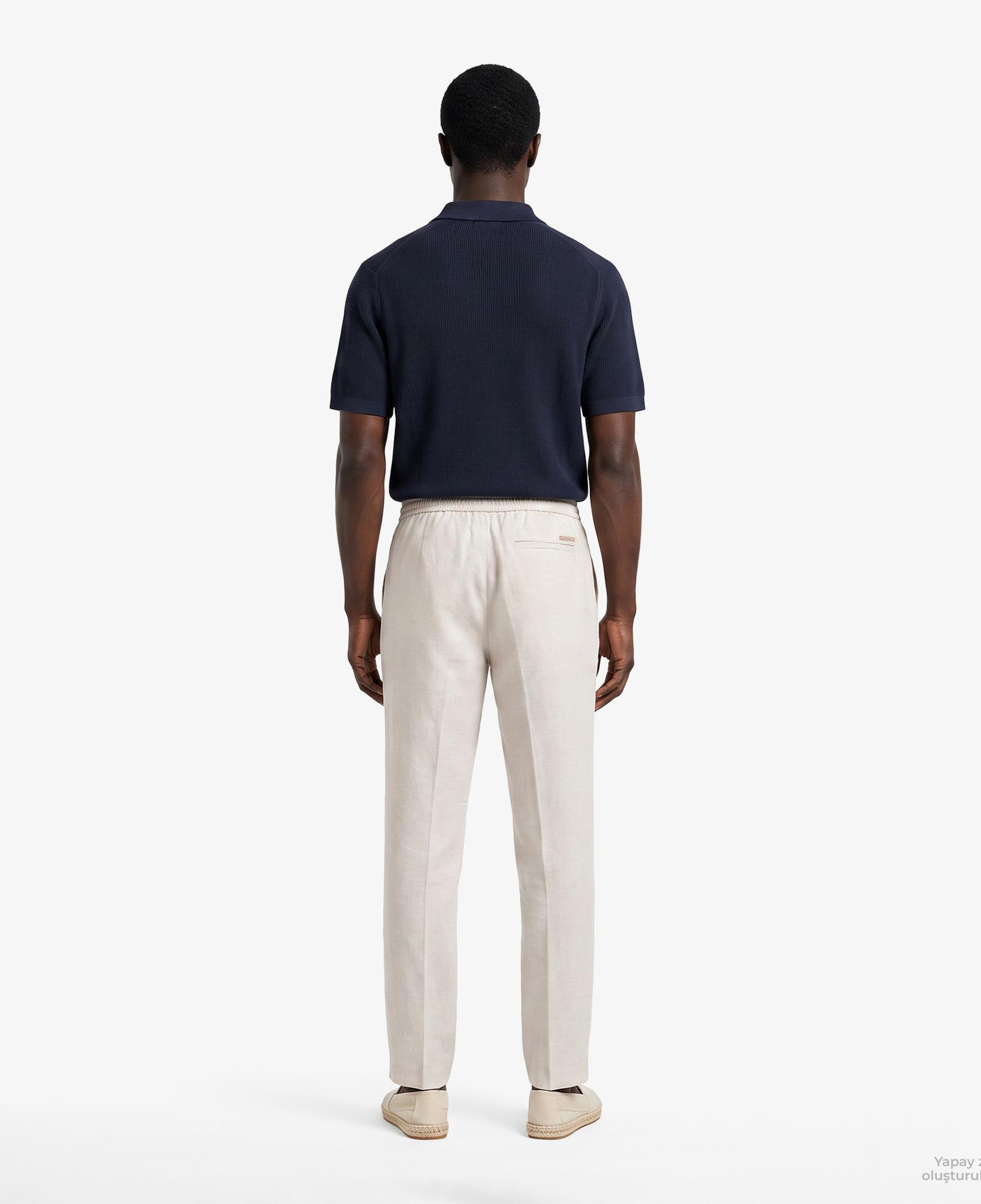Calvin Klein Straight Pull On Erkek Bej Keten Pantolon