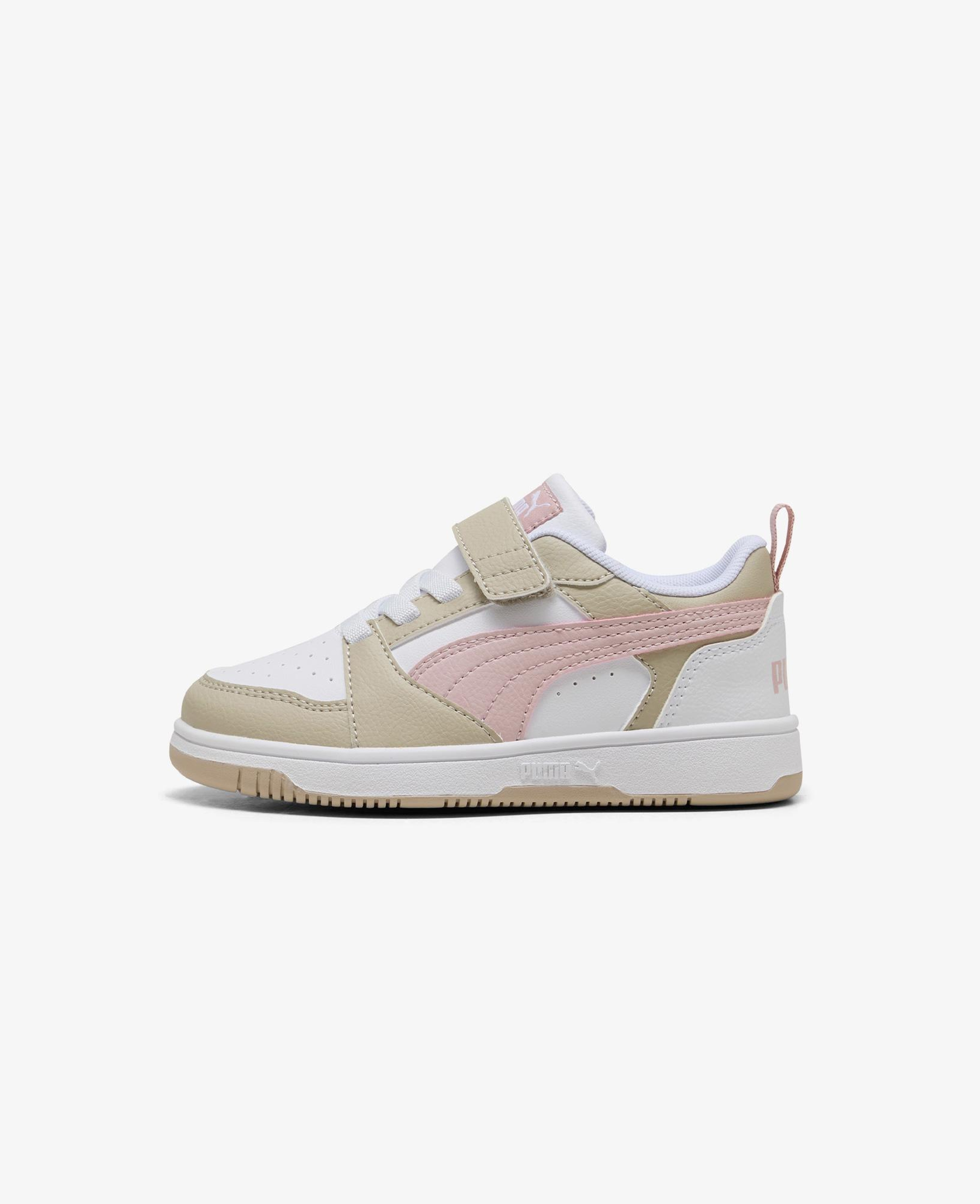 Puma Rebound V6 Low Çocuk Krem/Pembe Spor Ayakkabı