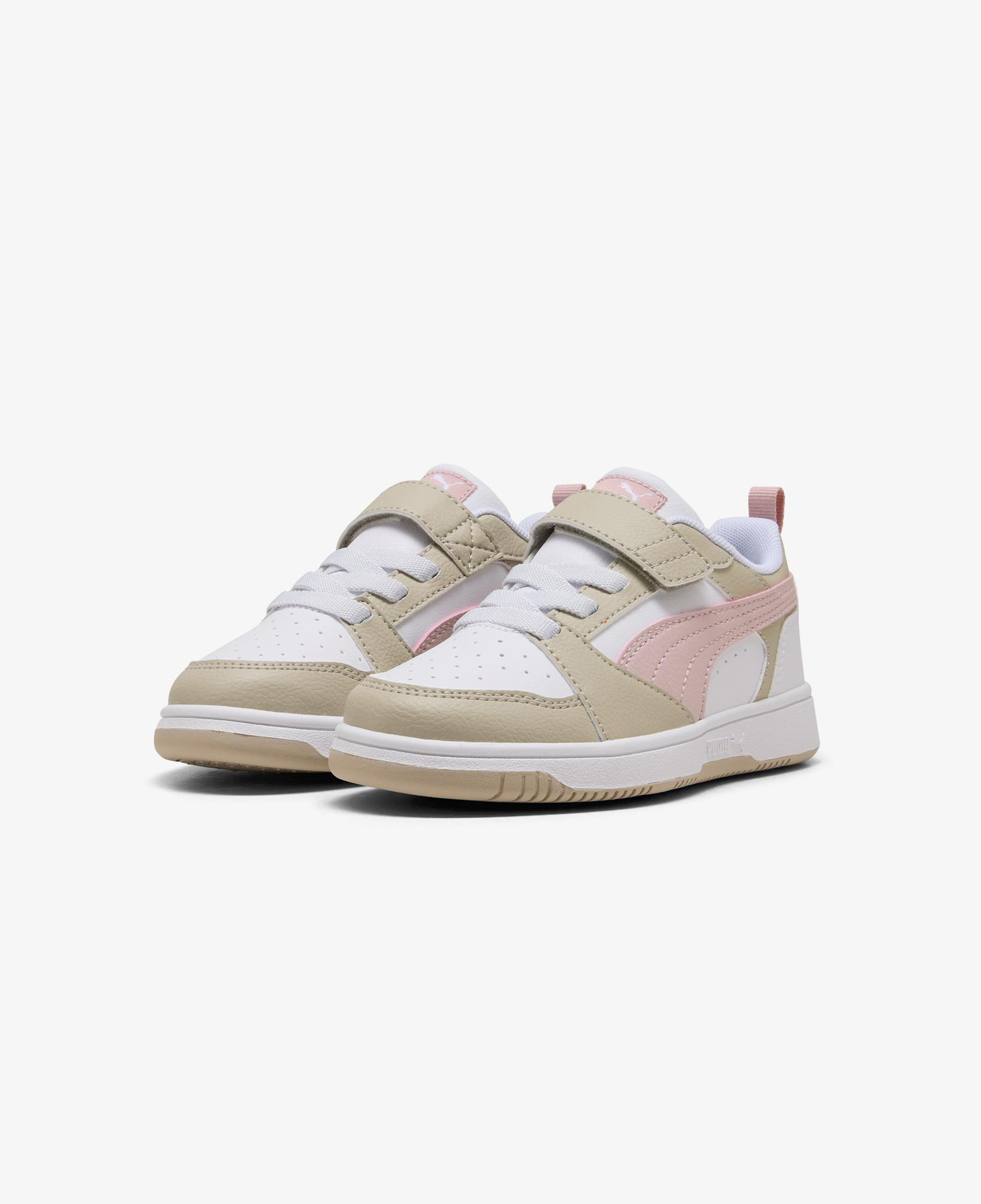 Puma Rebound V6 Low Çocuk Krem/Pembe Spor Ayakkabı