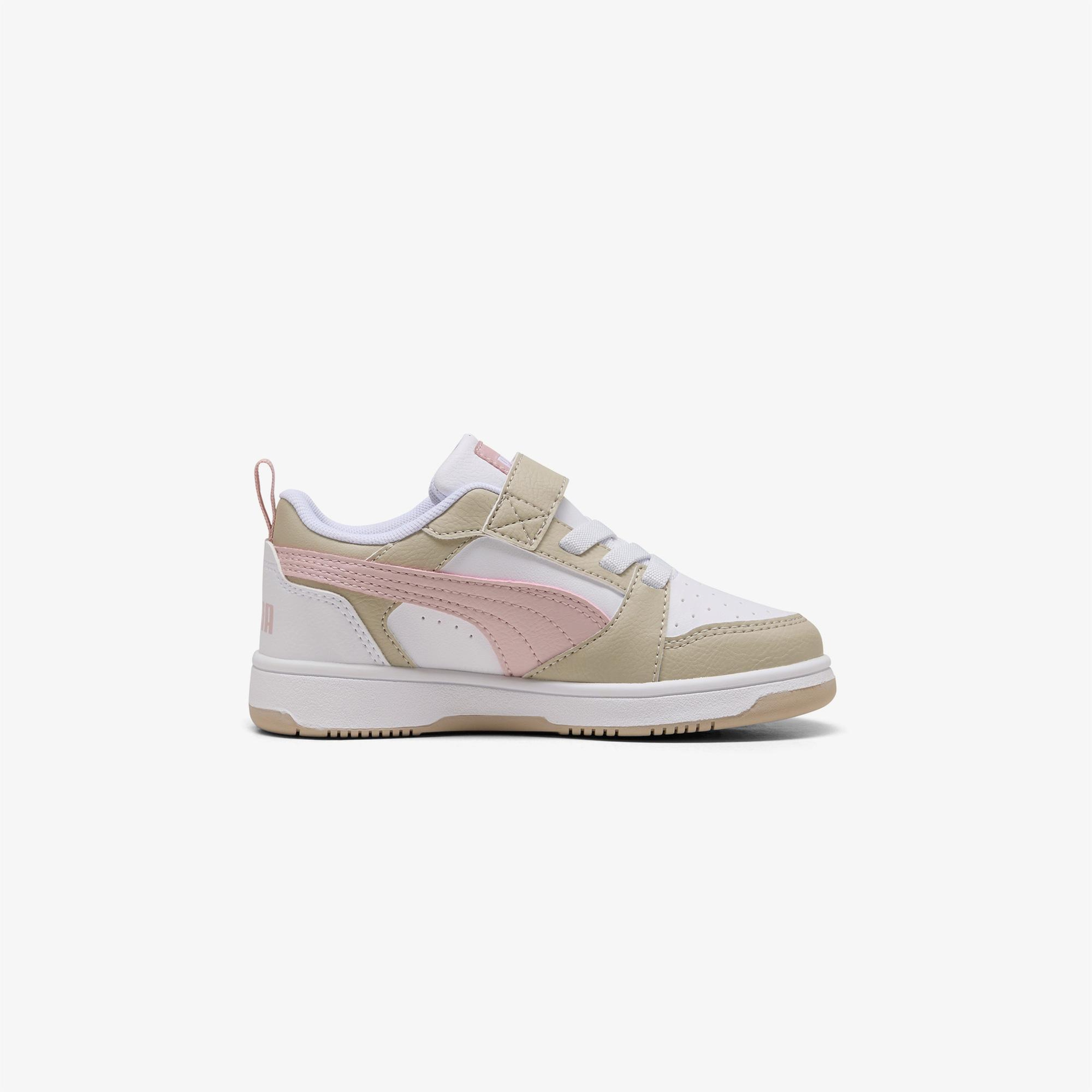 Puma Rebound V6 Low Çocuk Krem/Pembe Spor Ayakkabı