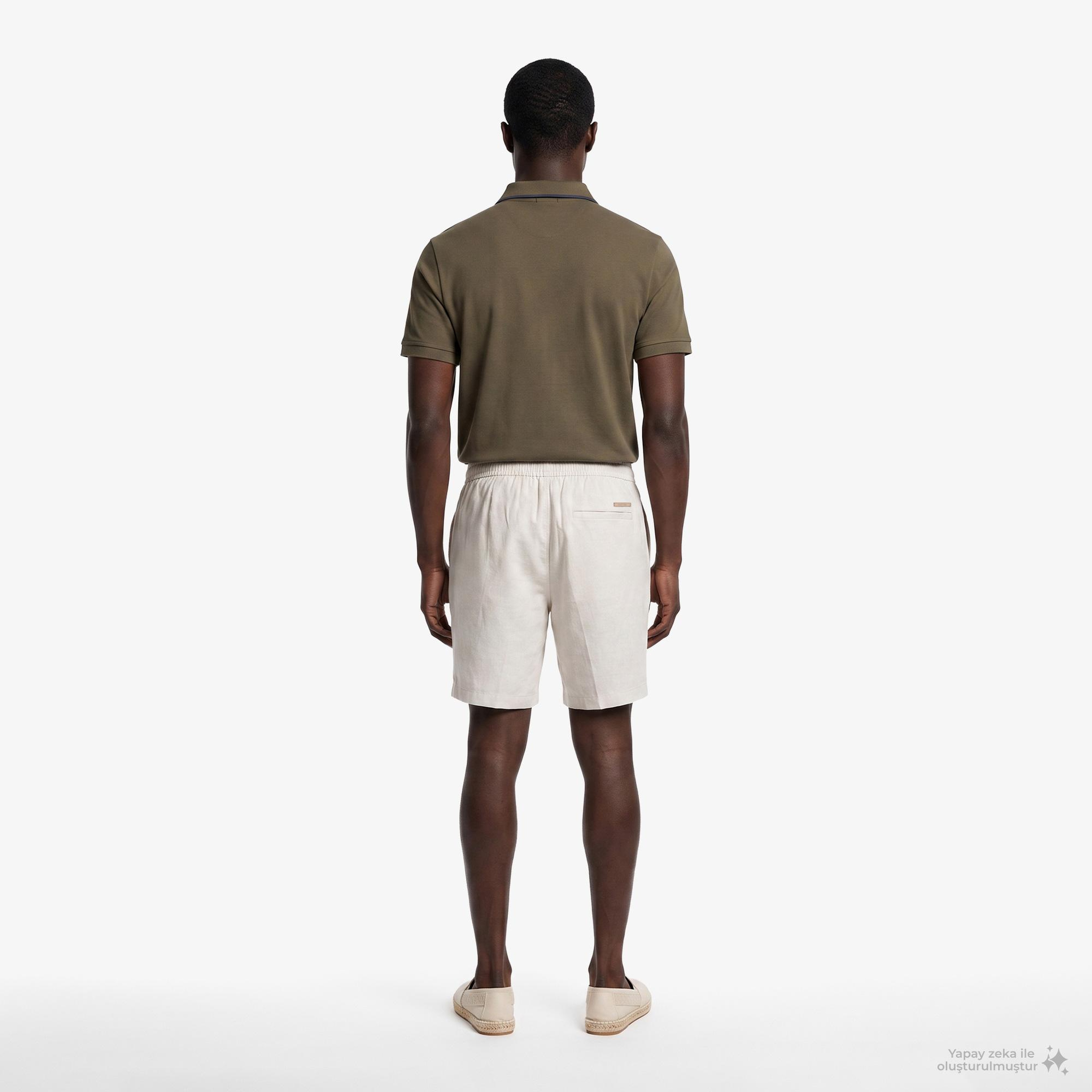 Calvin Klein Straight 7 Pull On Erkek Bej Keten Şort
