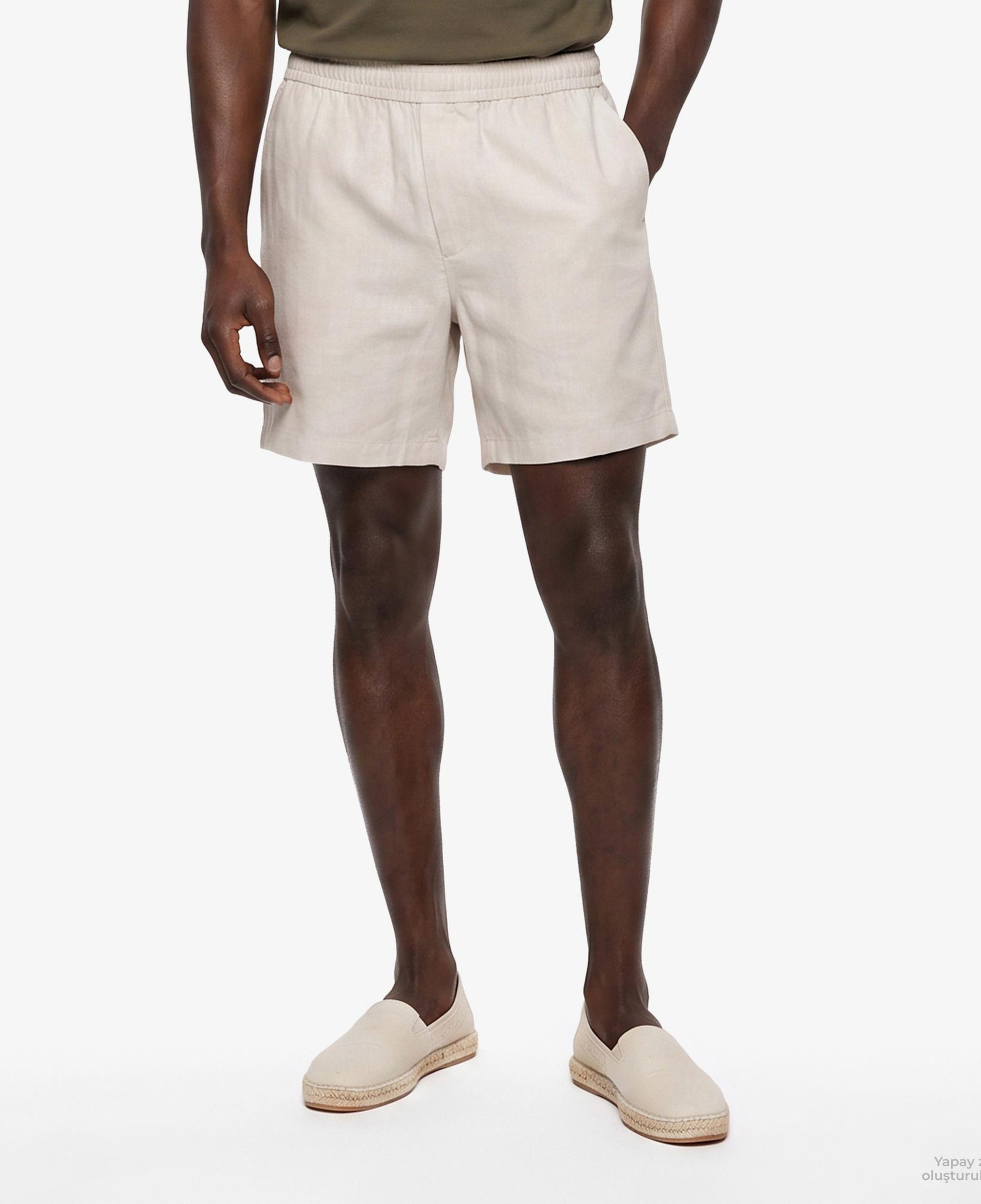 Calvin Klein Straight 7 Pull On Erkek Bej Keten Şort