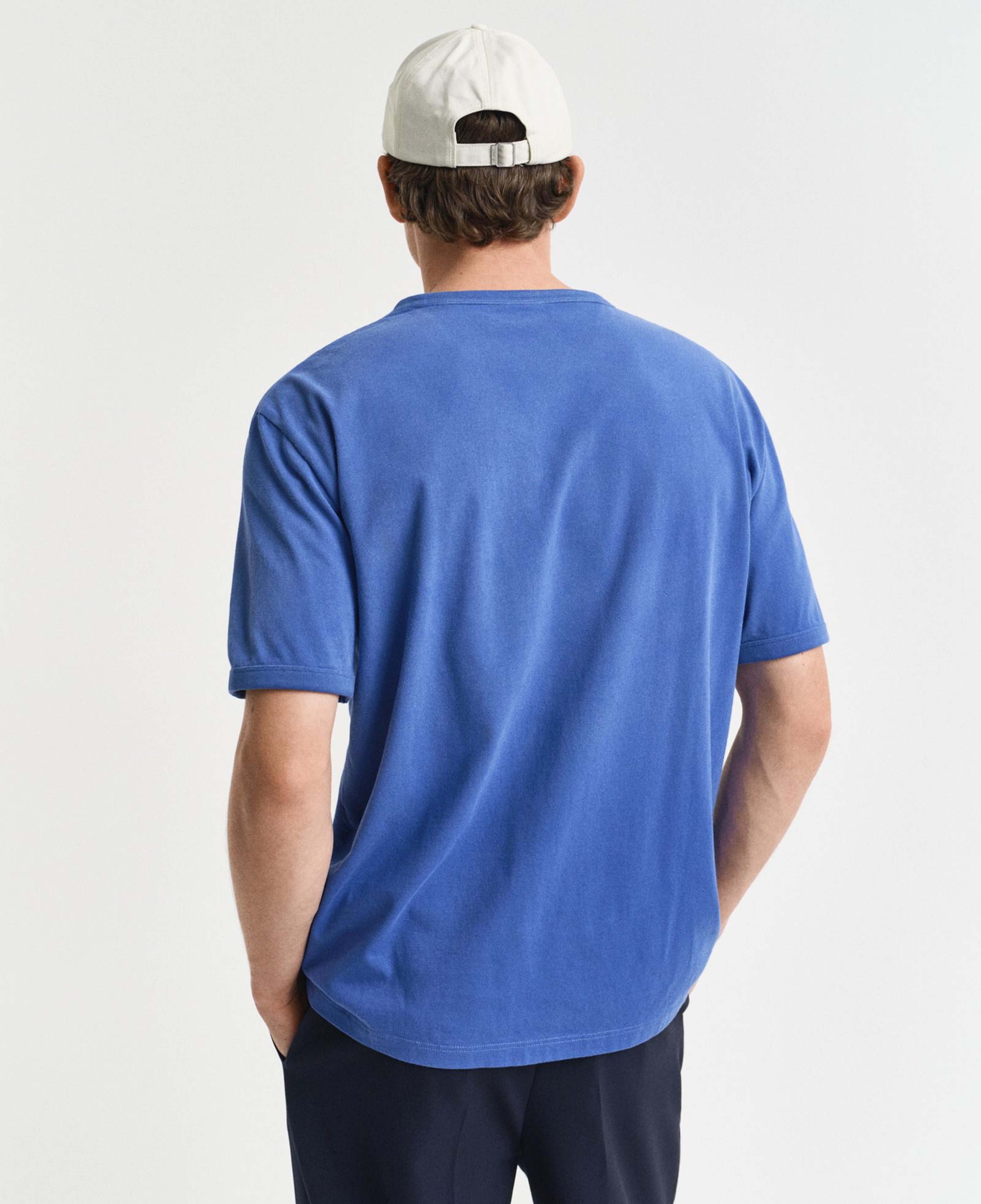 GANT Erkek Mavi Relaxed Fit Bisiklet Yaka Logolu T-Shirt