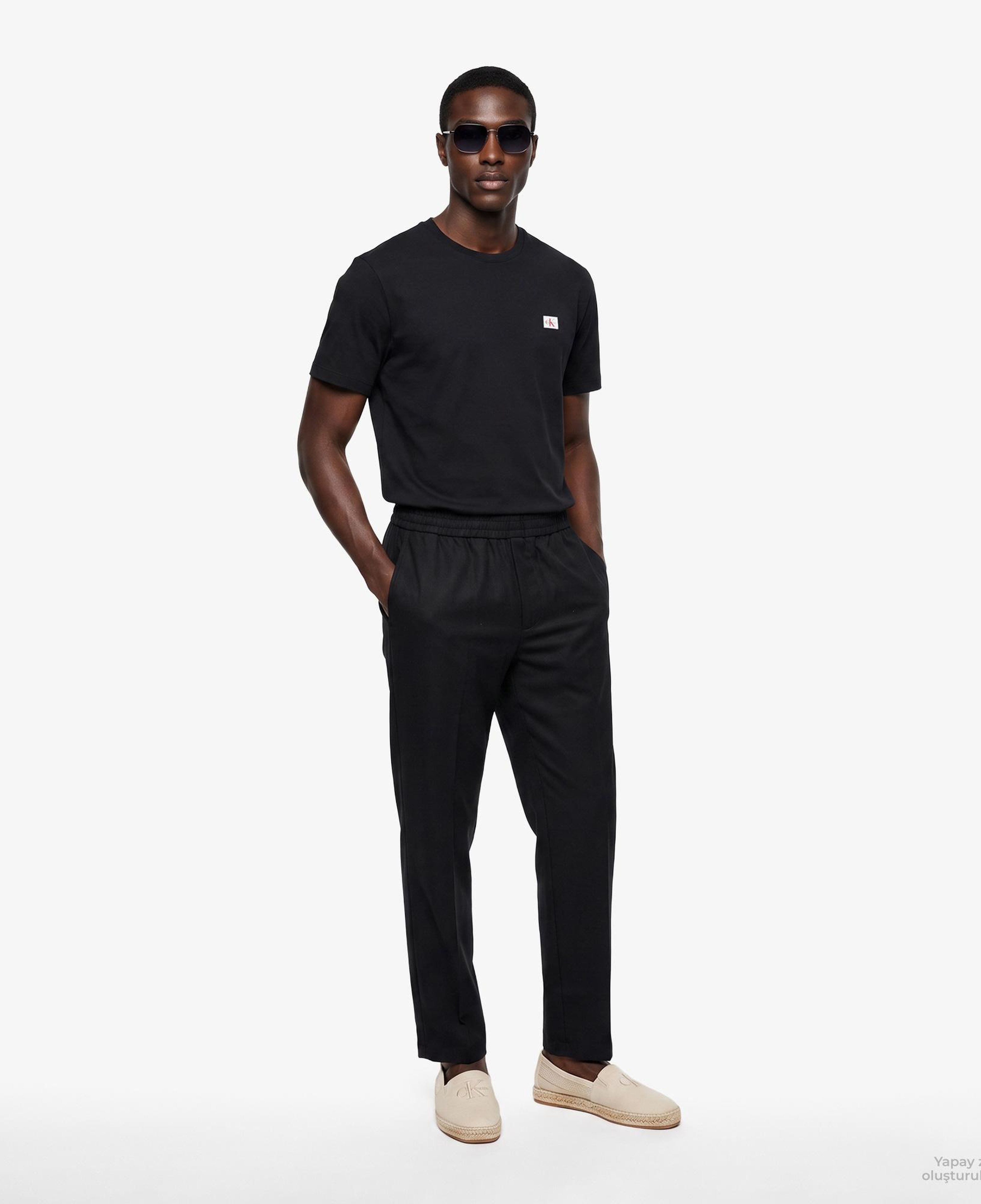 Calvin Klein Straight Pull On Erkek Siyah Keten Pantolon