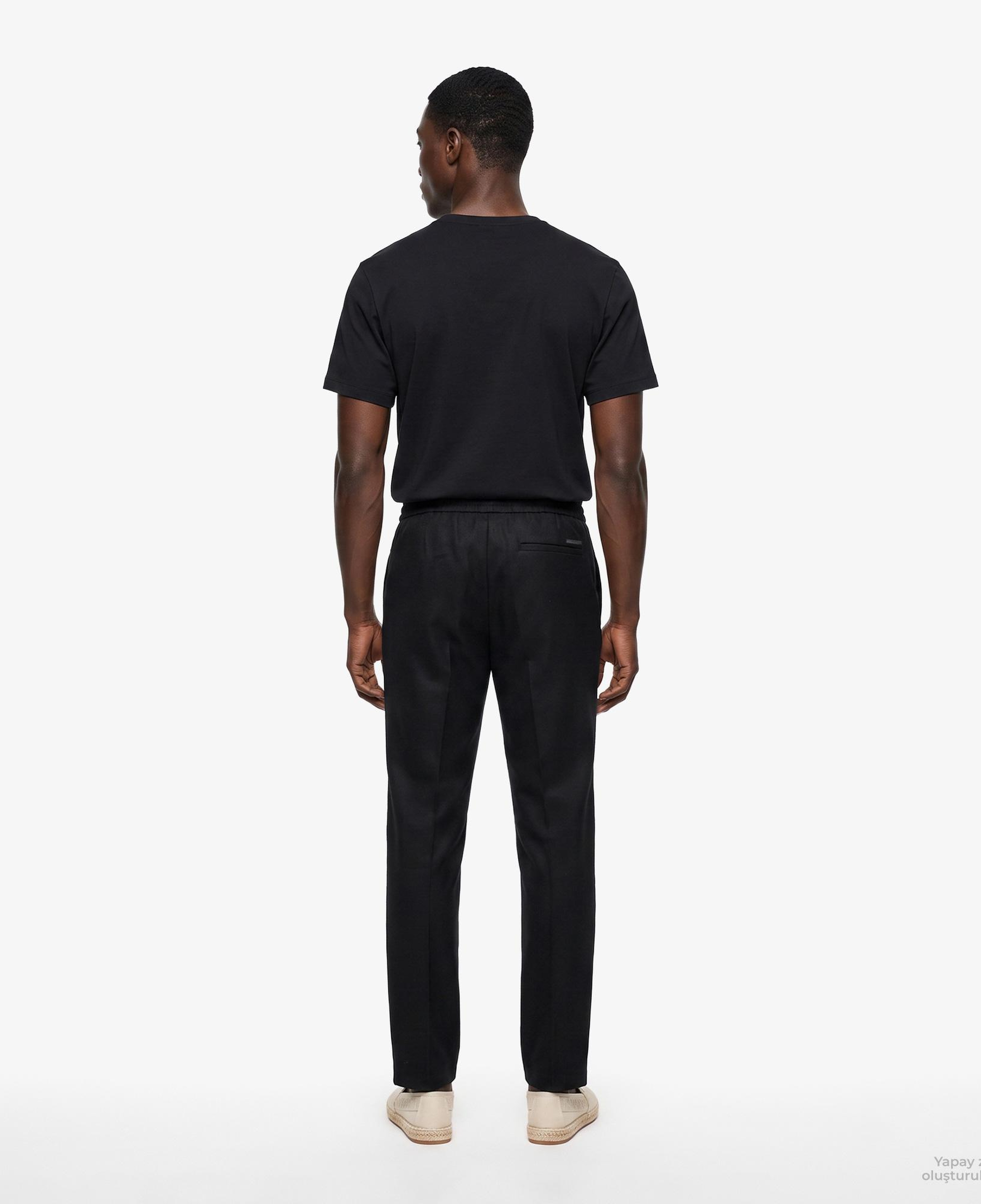 Calvin Klein Straight Pull On Erkek Siyah Keten Pantolon