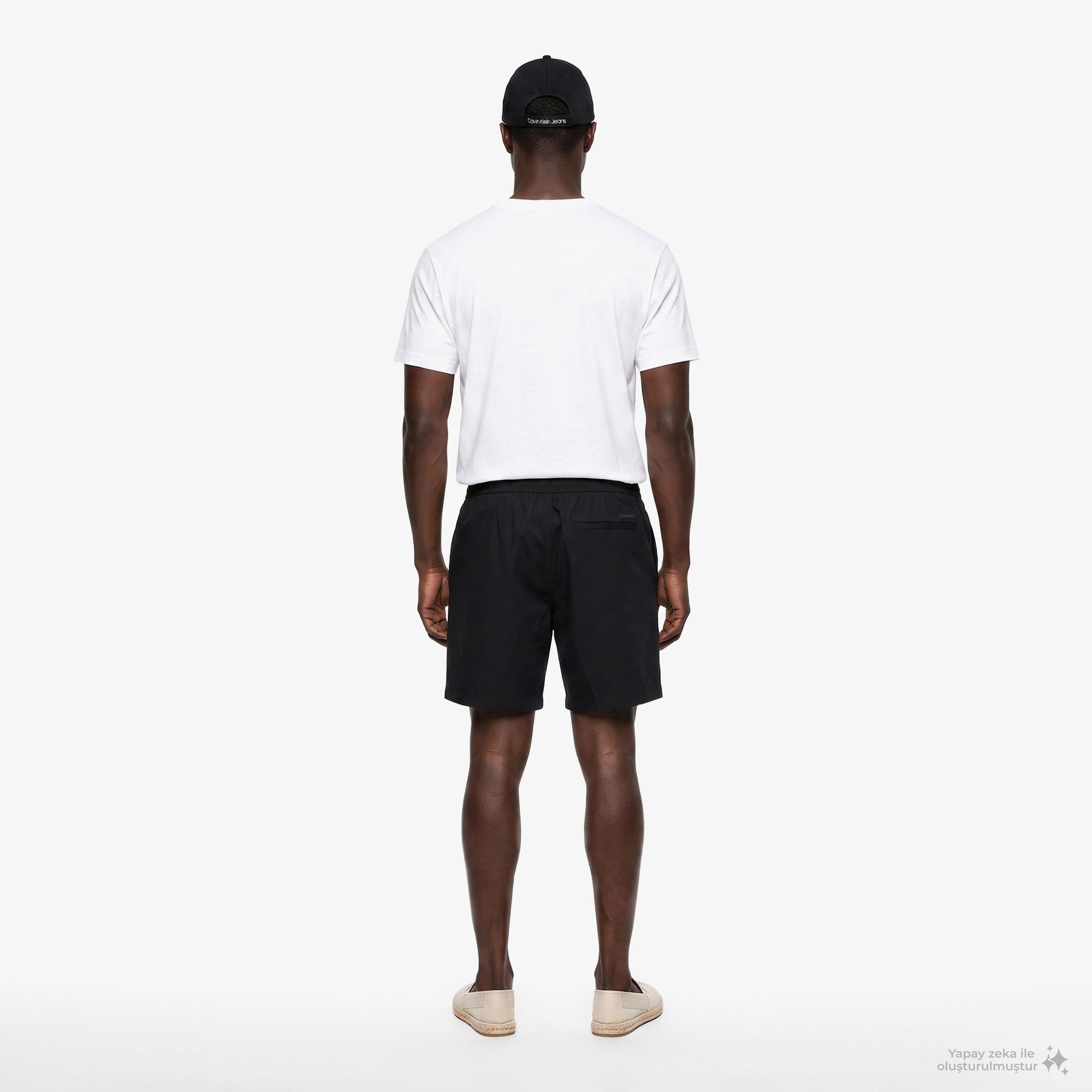 Calvin Klein Straight 7 Pull On Erkek Siyah Keten Şort