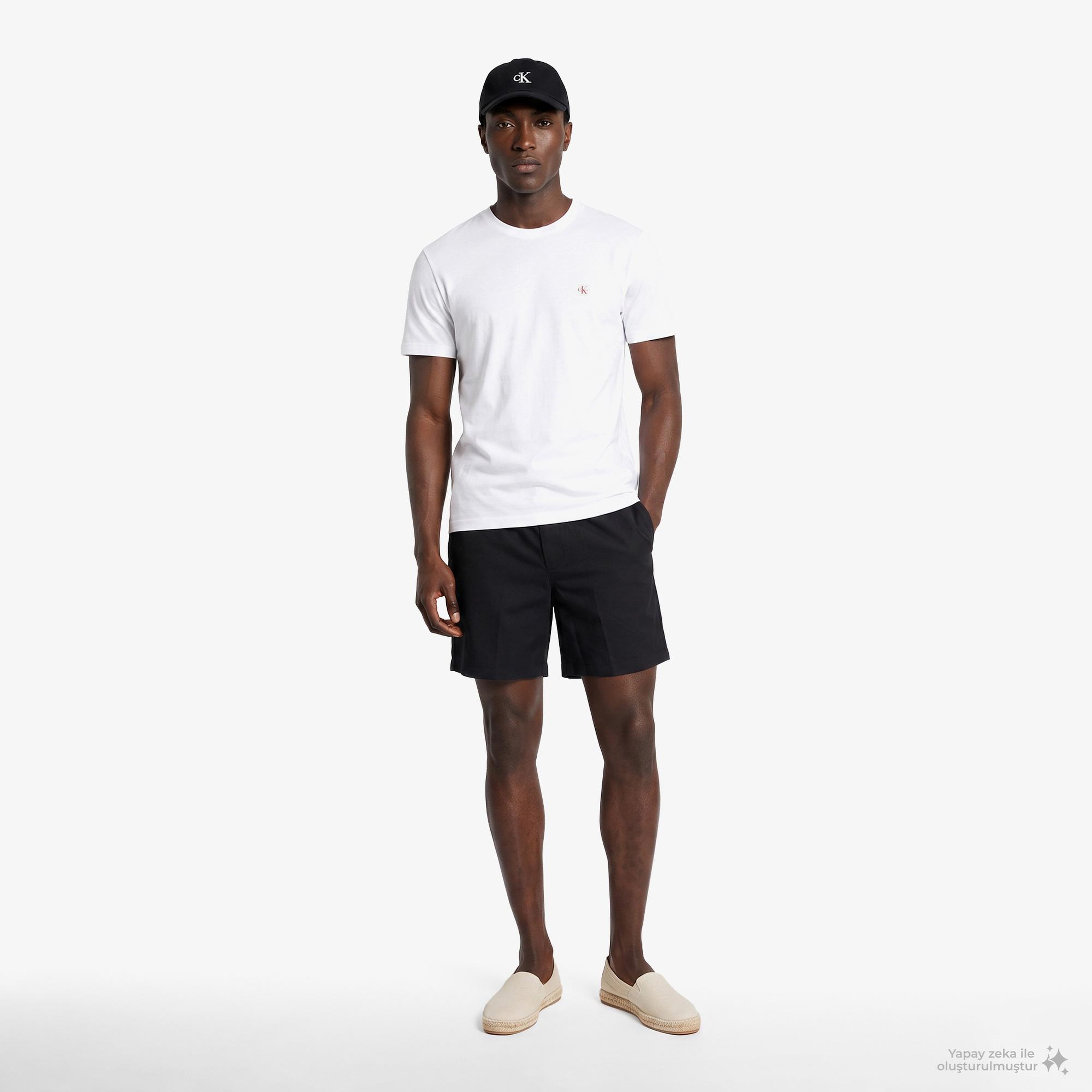 Calvin Klein Straight 7 Pull On Erkek Siyah Keten Şort