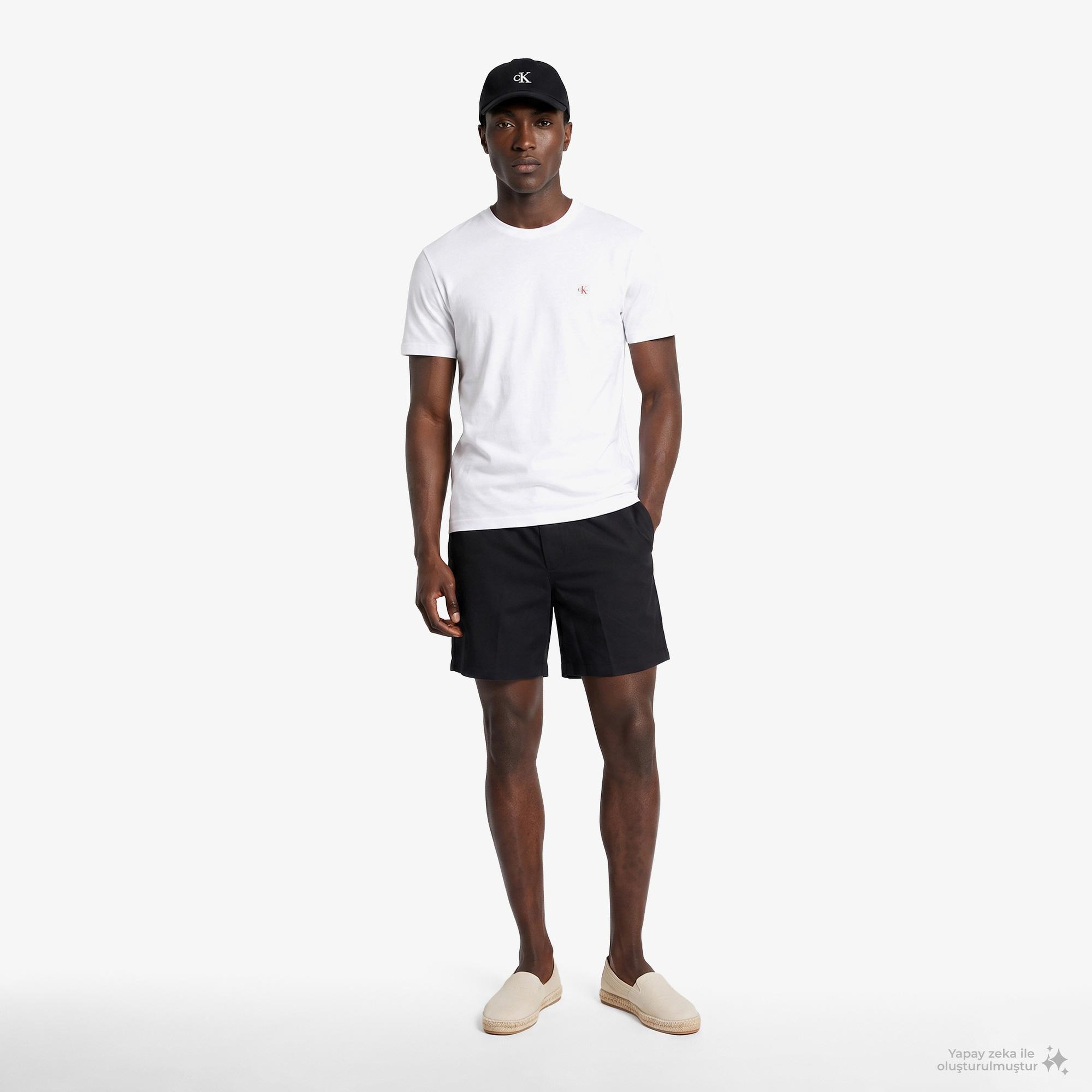 Calvin Klein Straight 7 Pull On Erkek Siyah Keten Şort