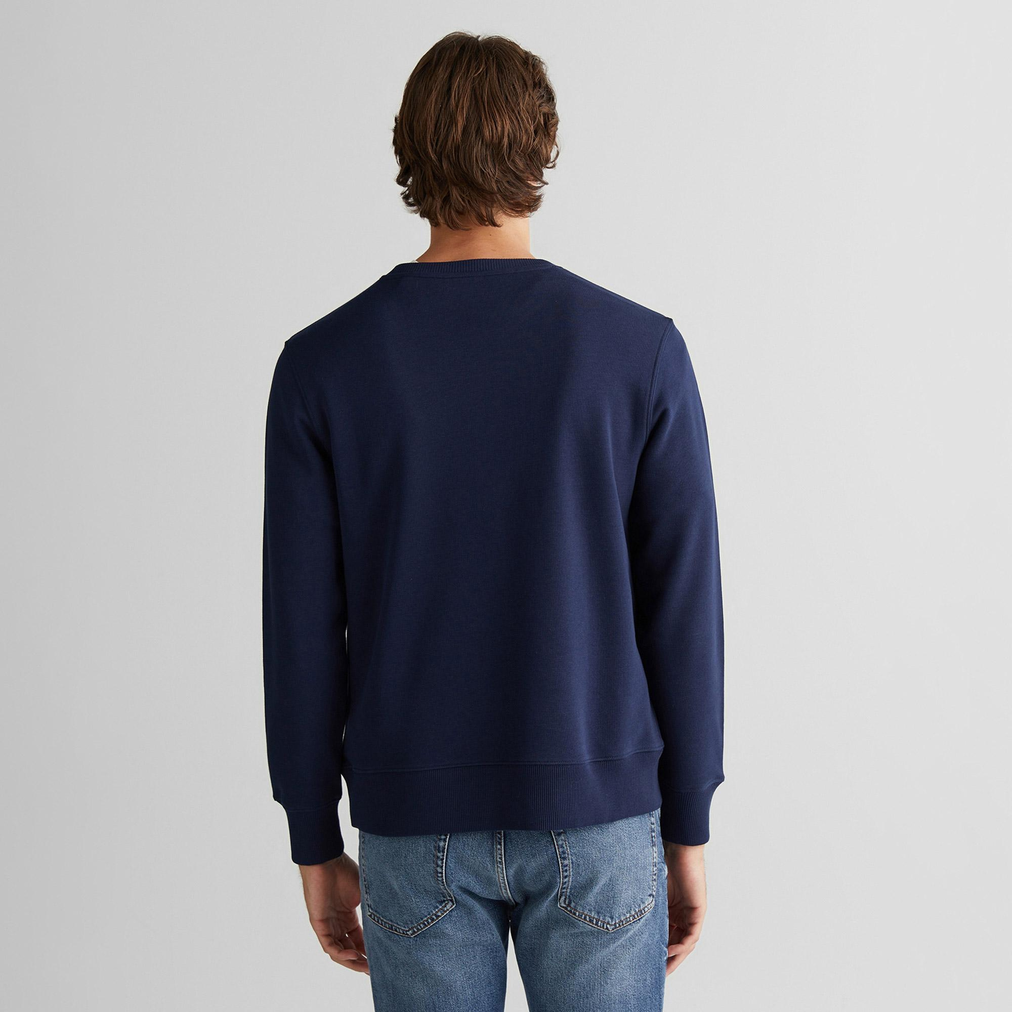 GANT Erkek Lacivert Regular Fit Bisiklet Yaka Logolu Sweatshirt