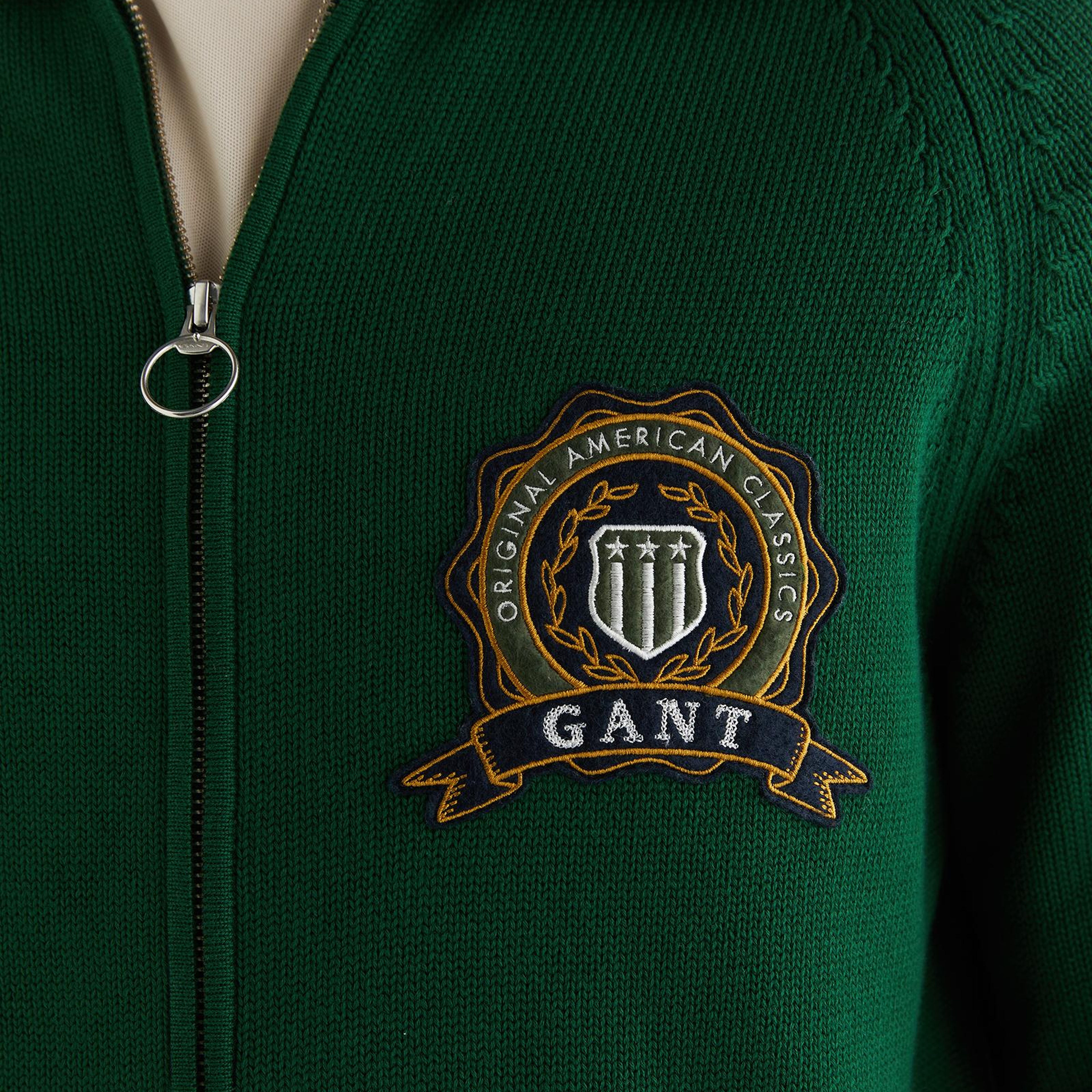 GANT Erkek Yeşil Relaxed Fit Fermuarlı Hırka
