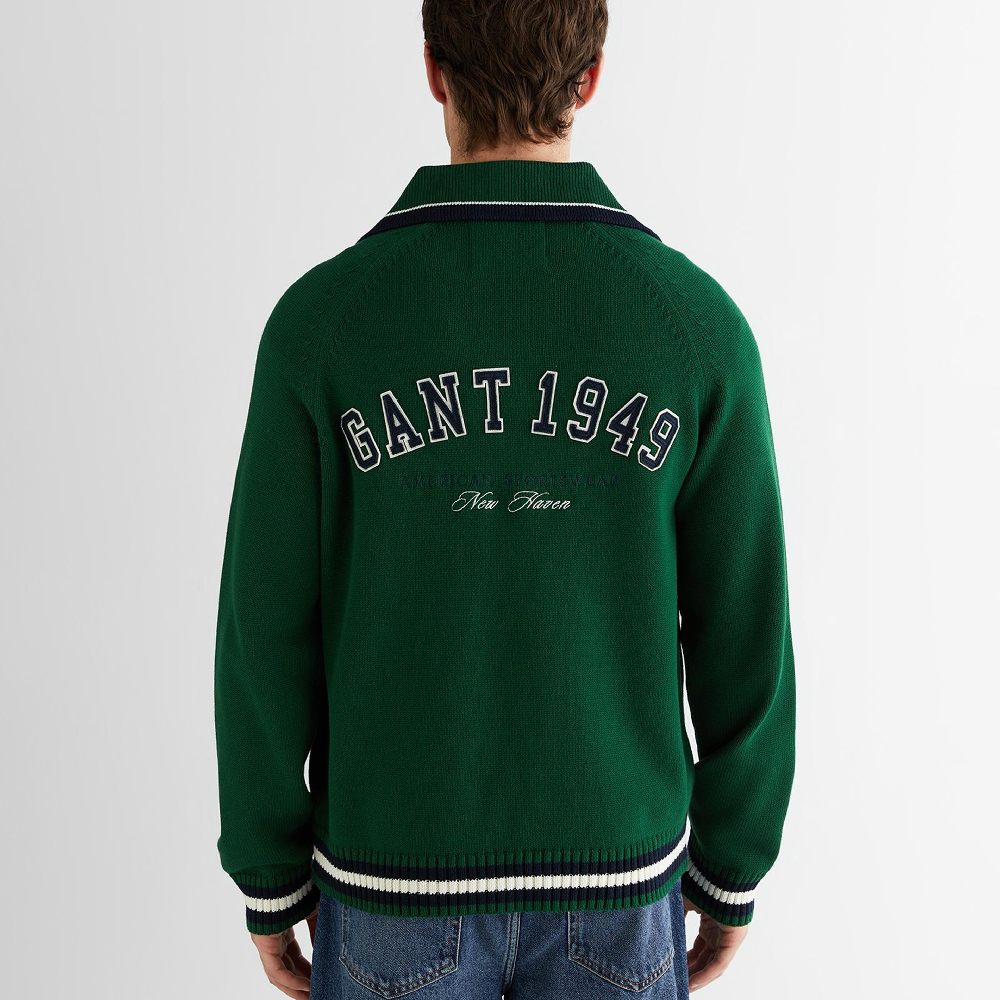 GANT Erkek Yeşil Relaxed Fit Fermuarlı Hırka