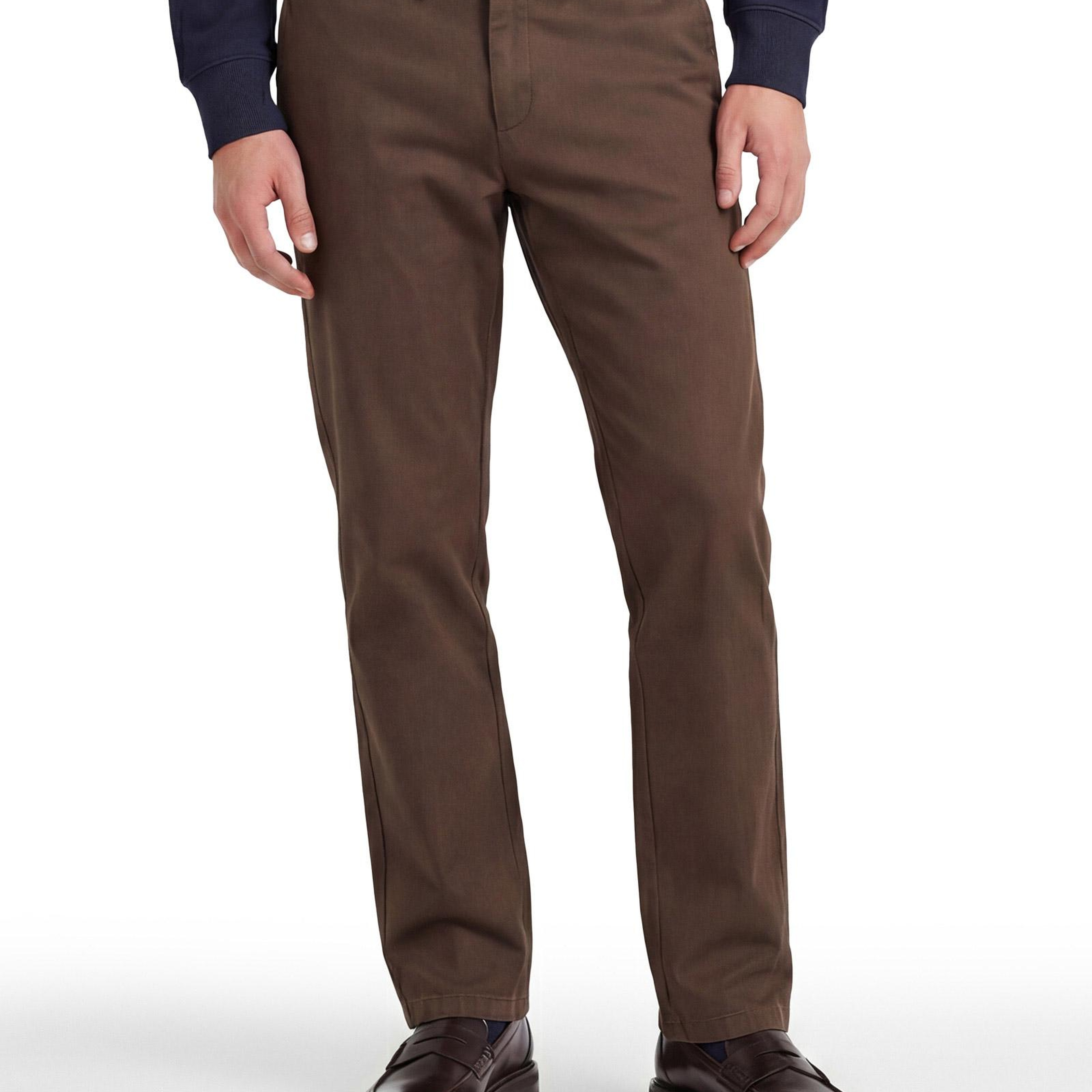 GANT Erkek Kahverengi Slim Fit Casual Herringbone Pantolon
