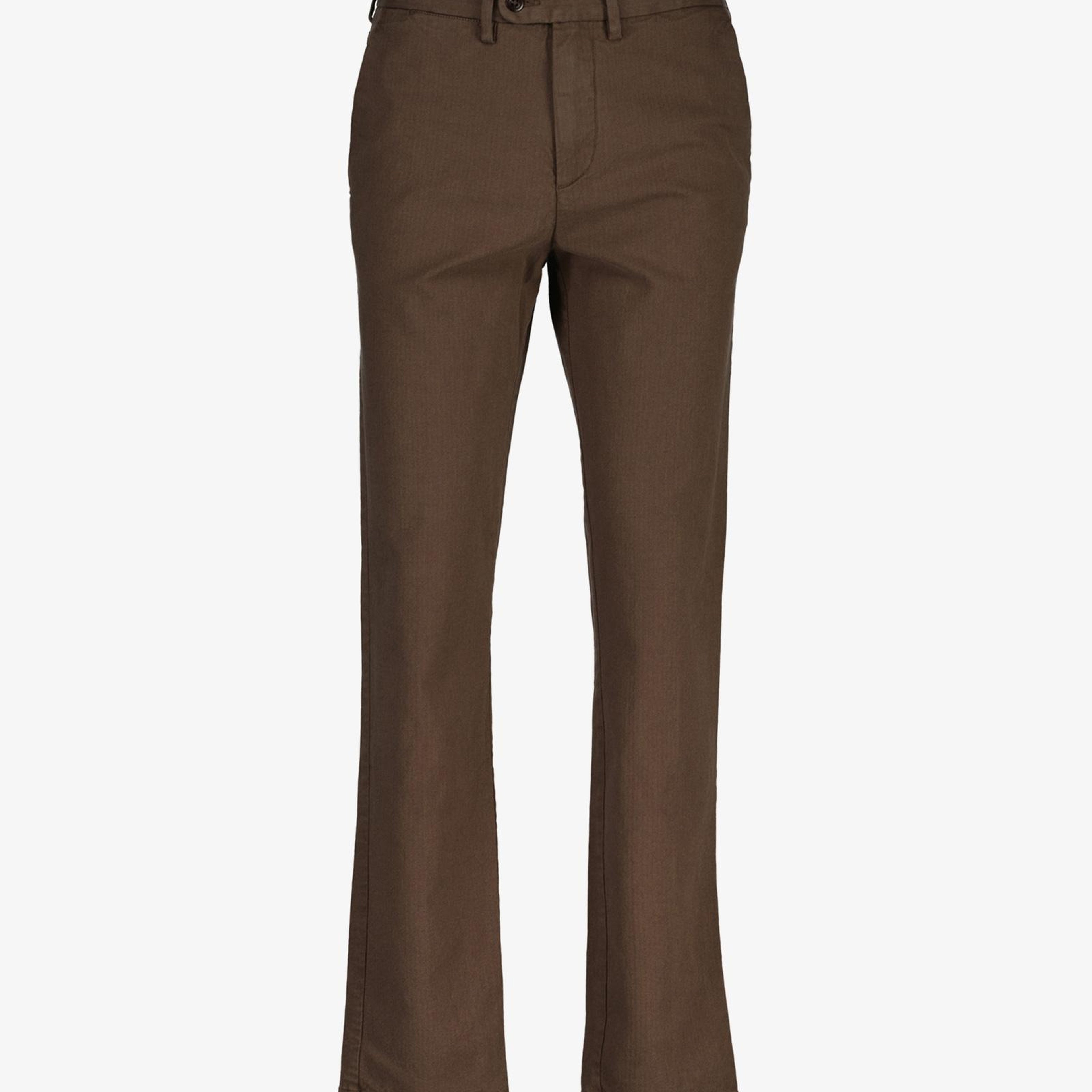 GANT Erkek Kahverengi Slim Fit Casual Herringbone Pantolon