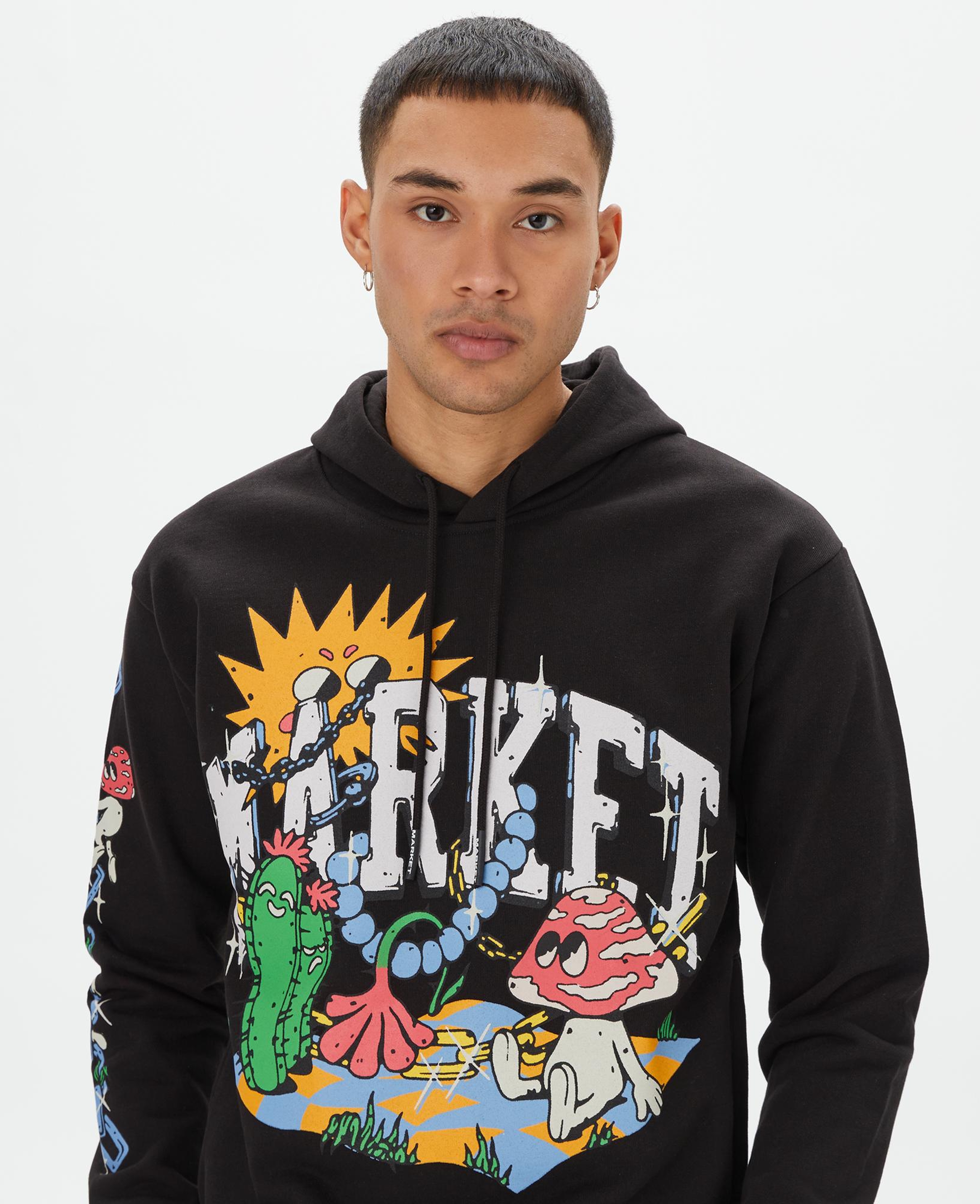 Market Fantasy Farm Pullover Erkek Siyah Hoodie