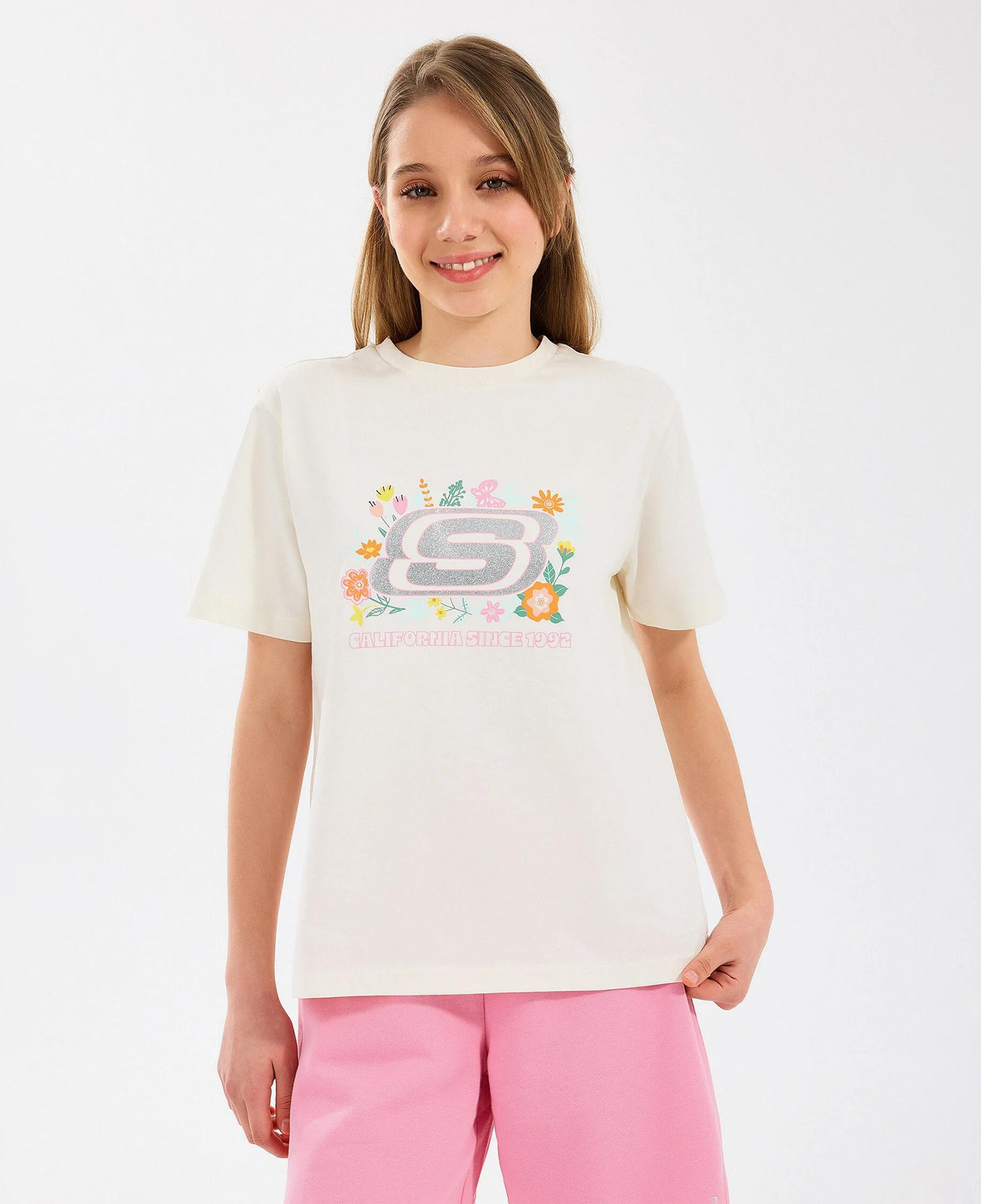 Skechers Graphic Regular Fit Çocuk Beyaz T-Shirt