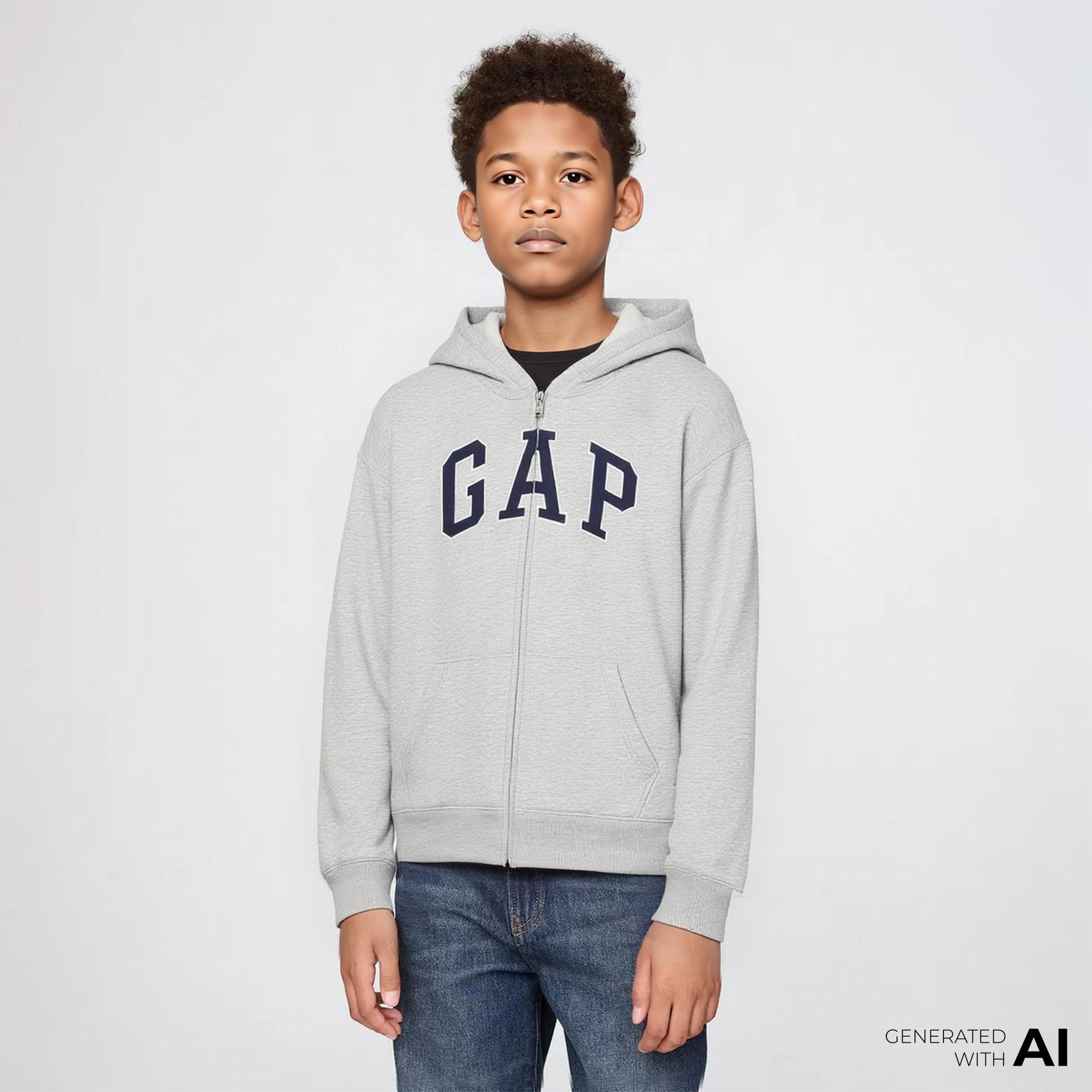 Gap V-Bas Heritage Çocuk Gri Sweatshirt