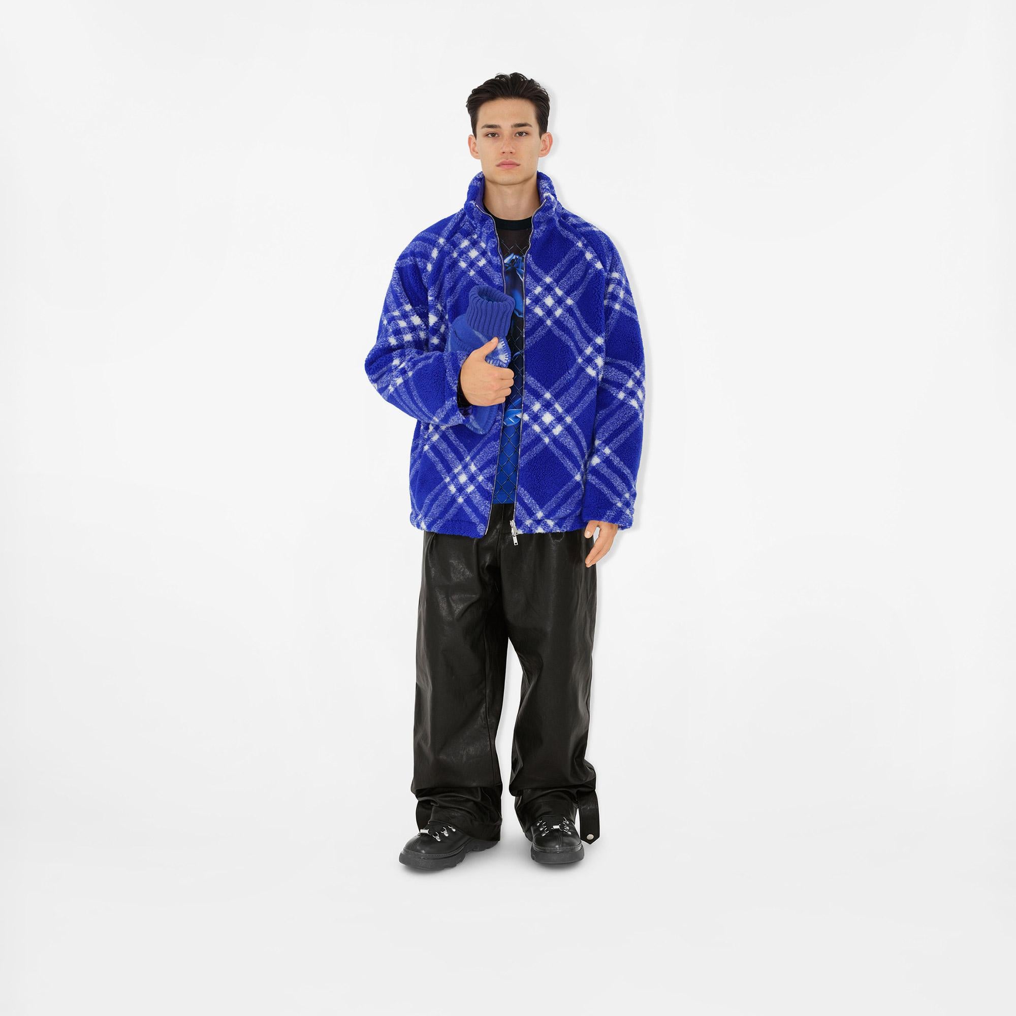 Erkek Mavi Yün Karışımlı Mont