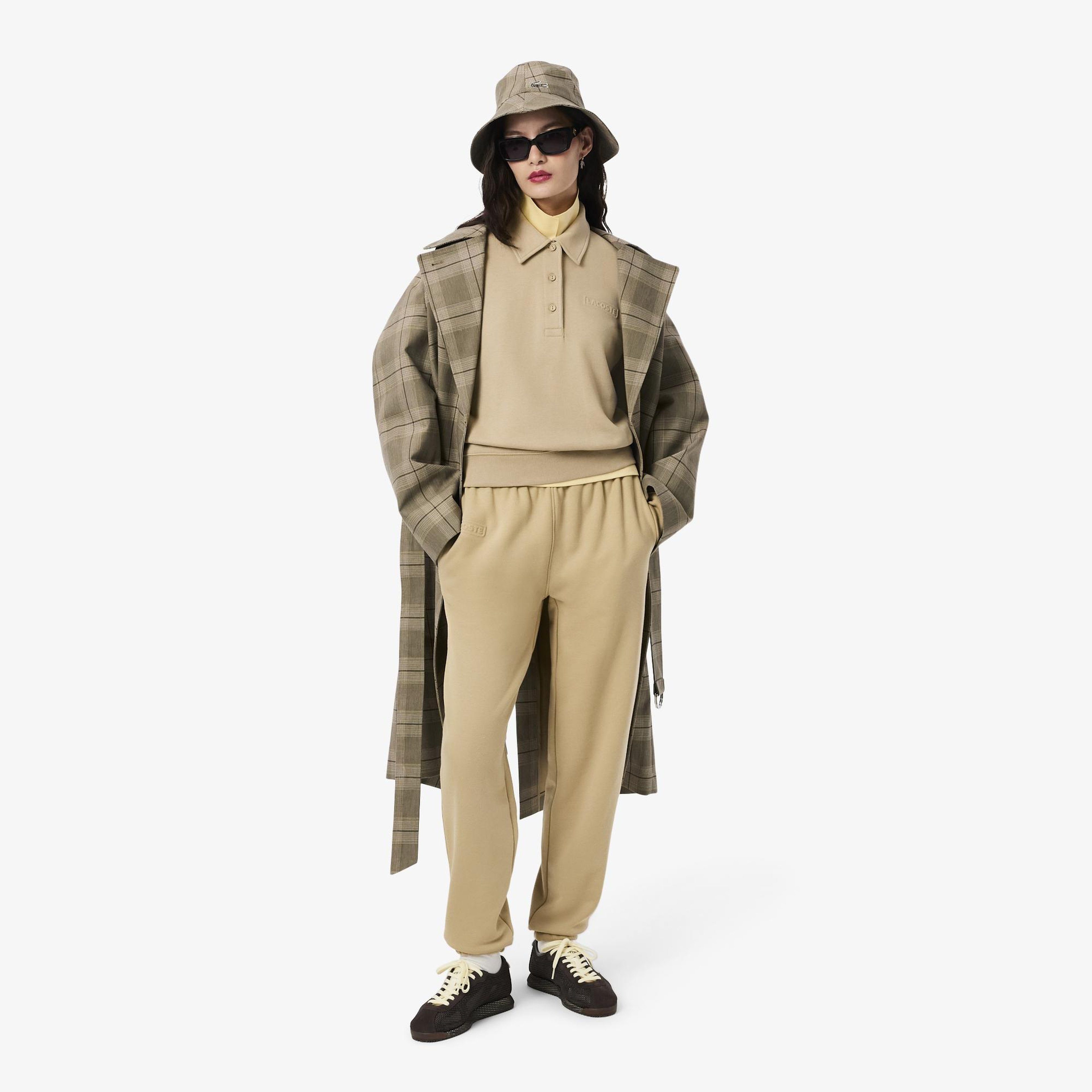 Lacoste Kadın Relaxed Fit Polo Yaka Yün Bej Triko