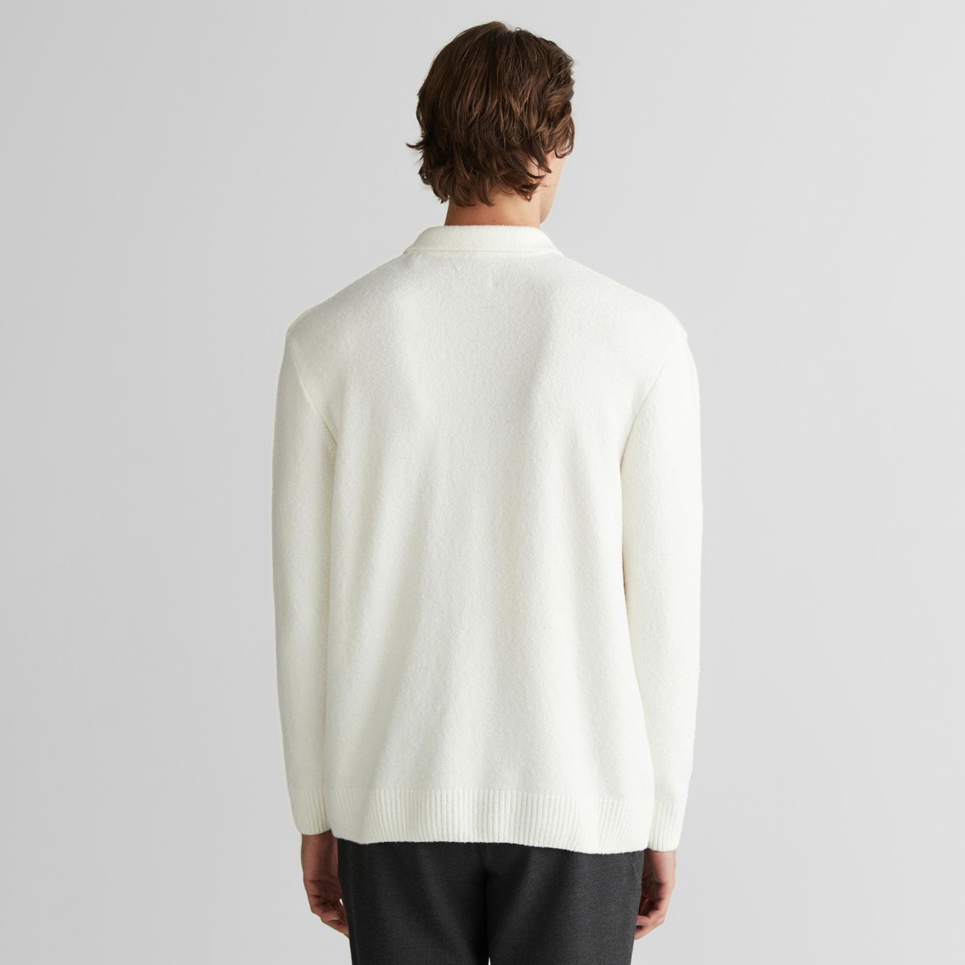 GANT Erkek Beyaz Relaxed Fit Fermuarlı Triko
