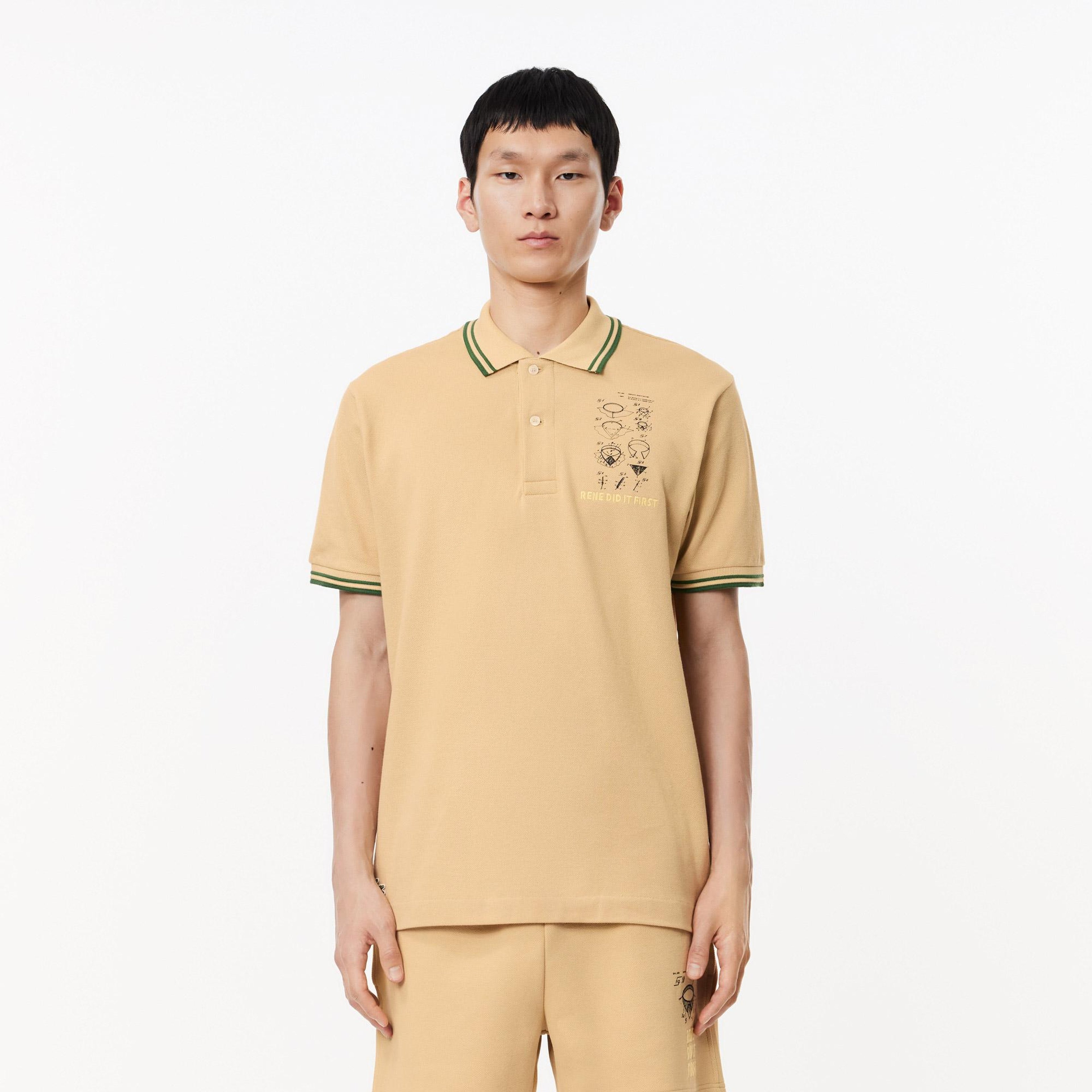 Lacoste L.12.12 Erkek Classic Fit Baskılı Bej Polo