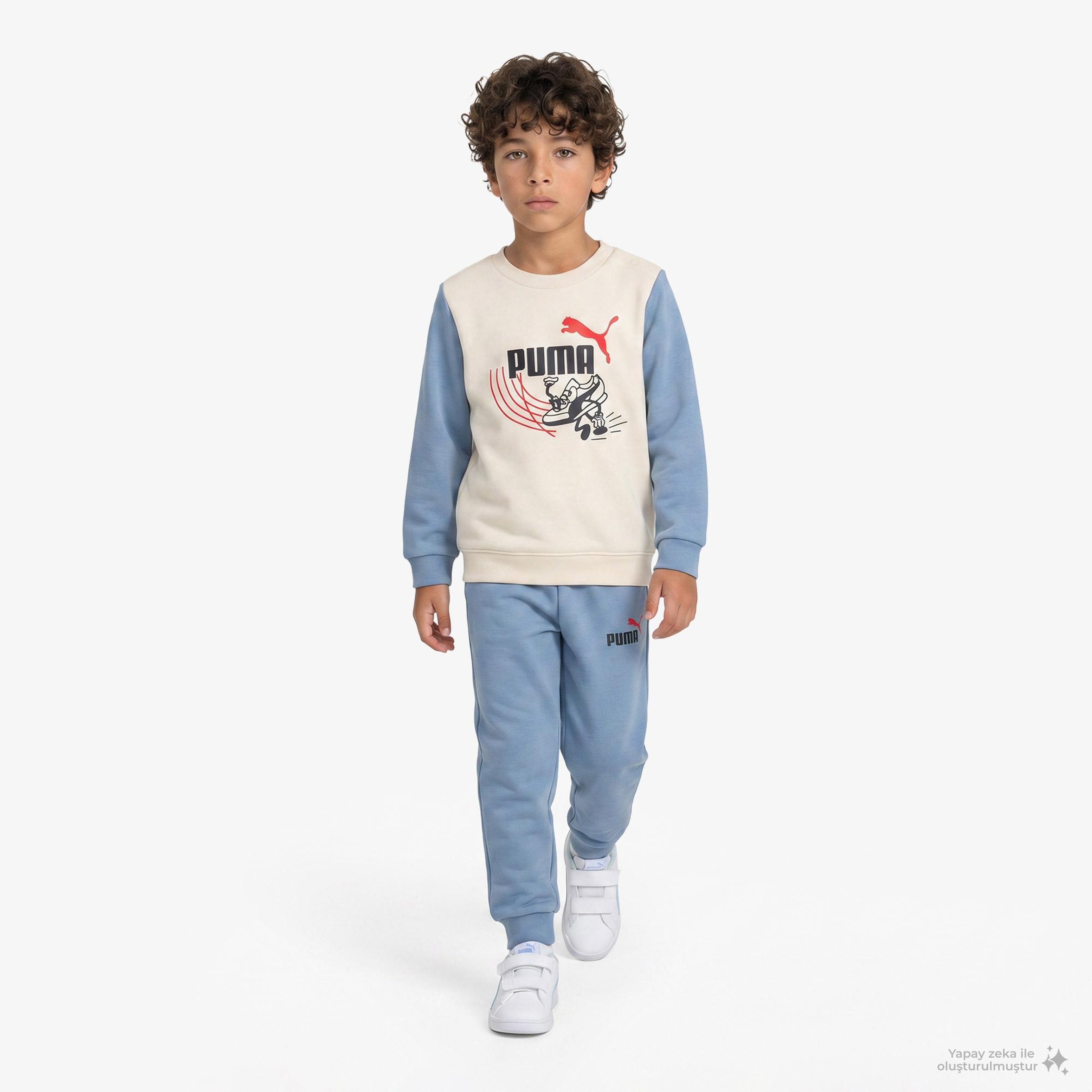 Puma Minicats Little Runners Çocuk Krem Eşofman Takımı