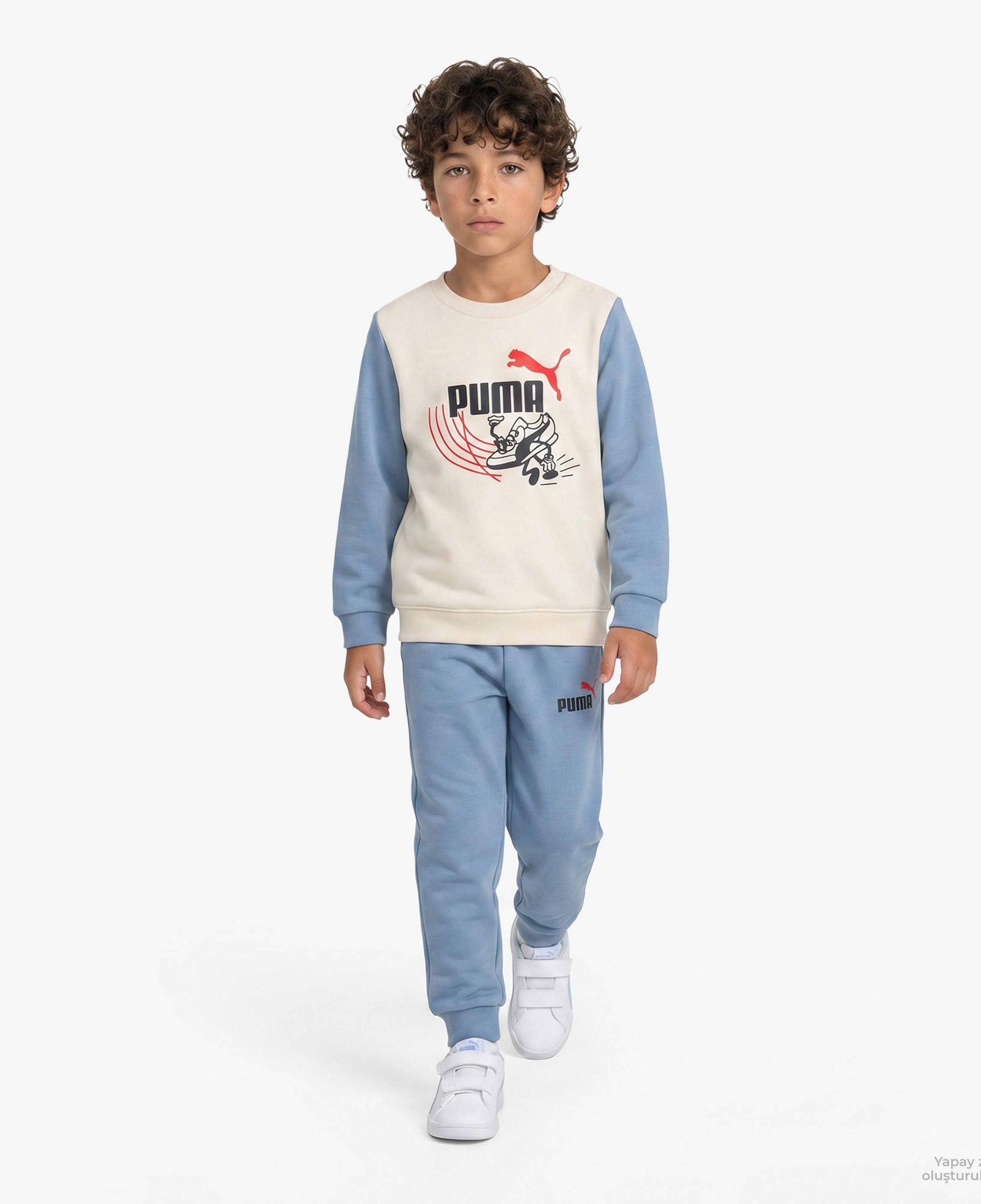 Puma Minicats Little Runners Çocuk Krem Eşofman Takımı