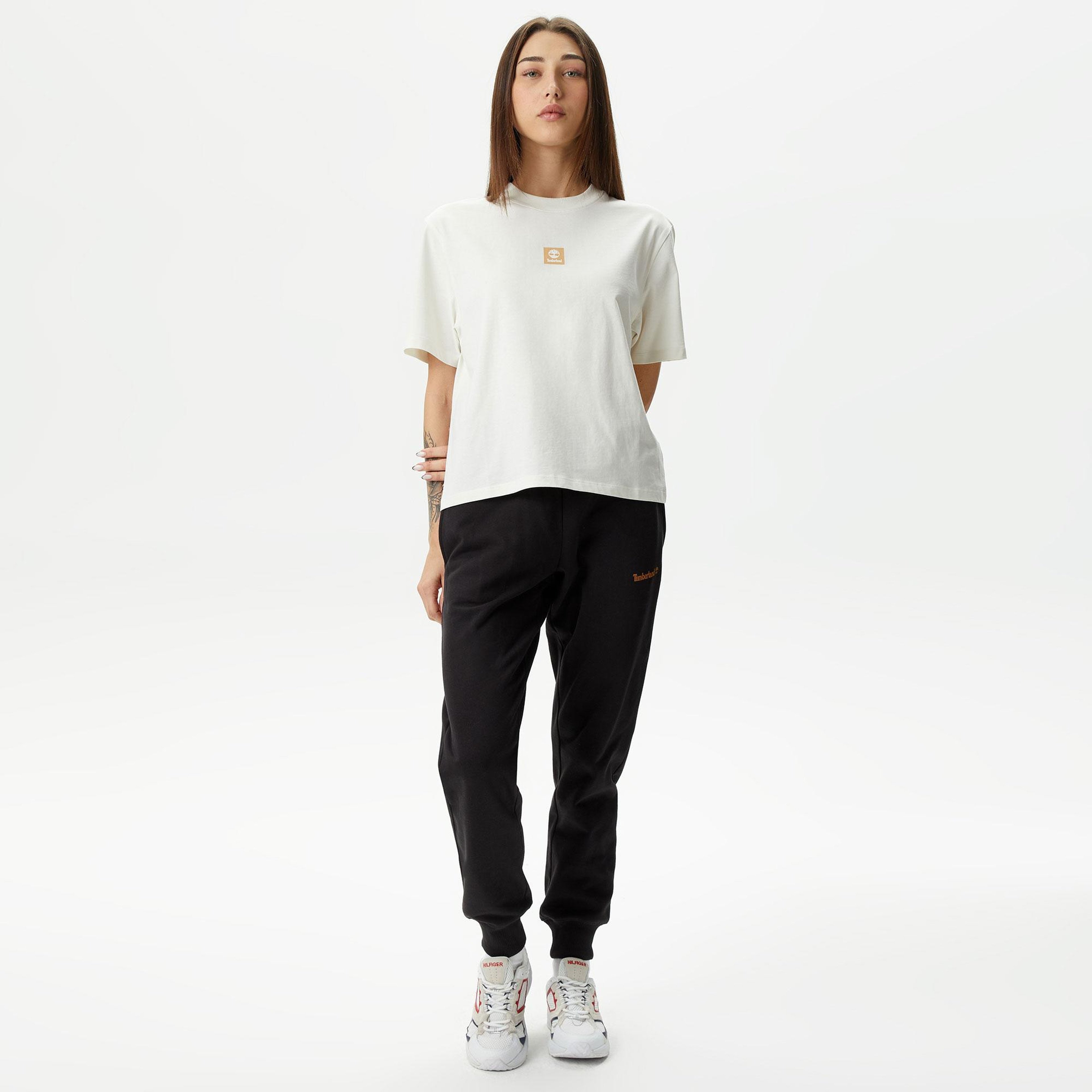 Timberland Stack Logo Sleeve Kadın Beyaz T-Shirt