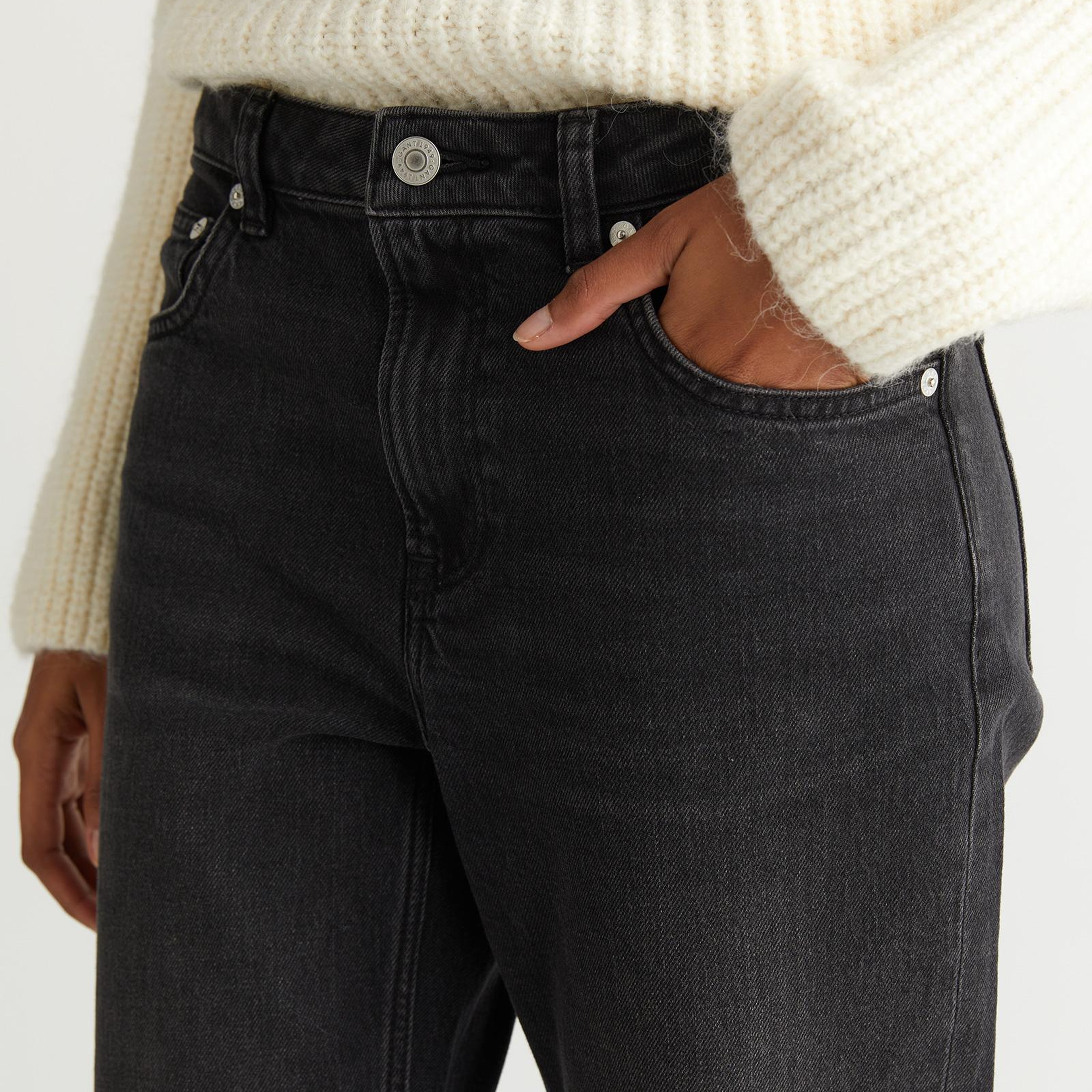 GANT Kadın Siyah Straight Fit Jean Pantolon